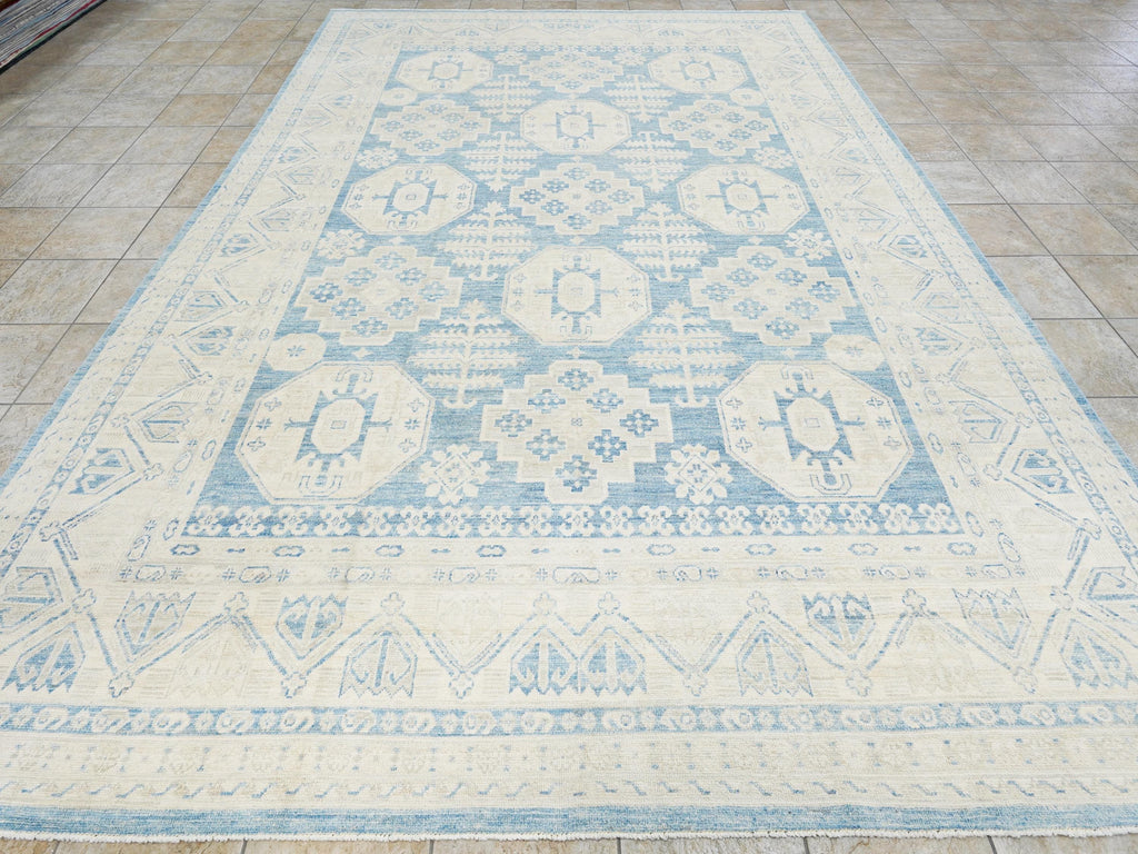 10x14 Ft Muted Blue Ushak Rug - Hand Knotted Wool Area Rug