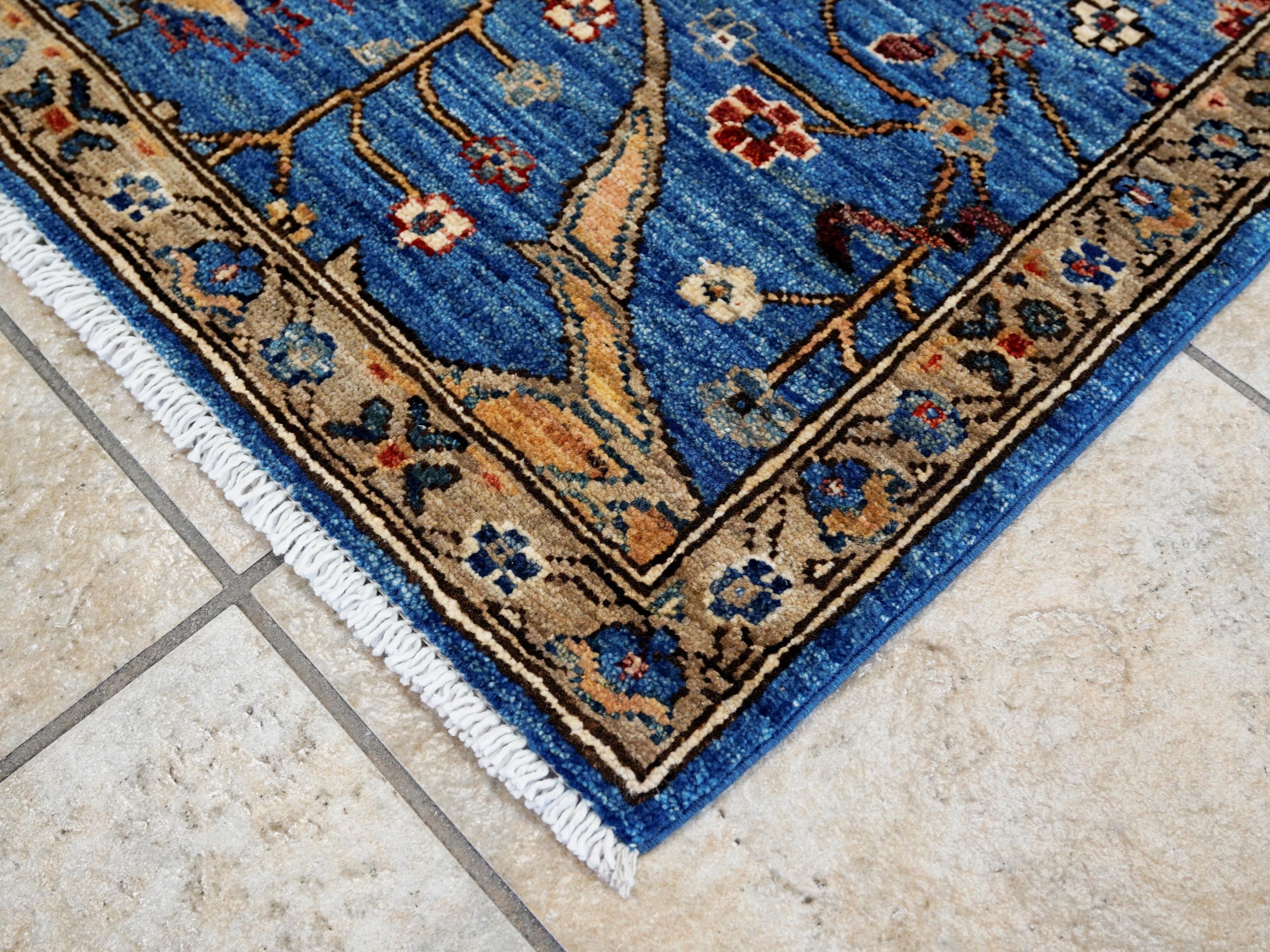 3x5 Ft Blue Bidjar Rug - Handmade Afghan Area Rug