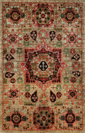 2x3 Ft Hand Knotted Beige Mamluk Rug - Oriental Accent Rug