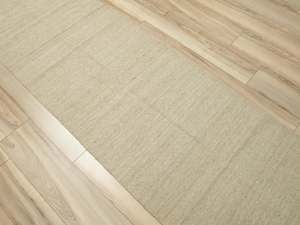 10 Ft Handmade Beige Kilim Runner Rug - Afghan Wool Hallway Rug