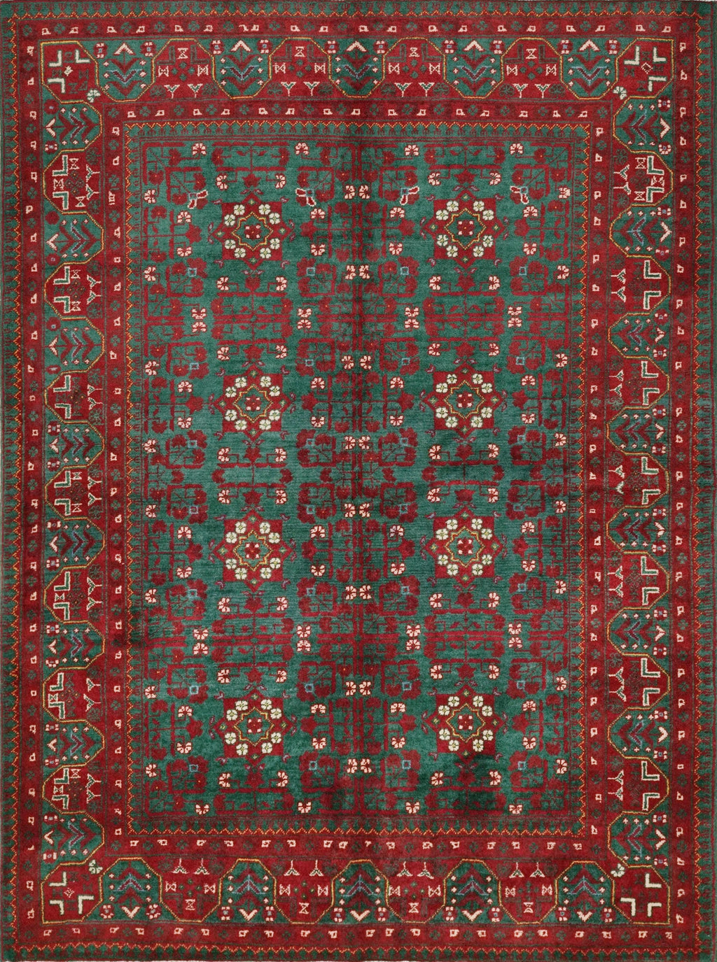 5x7 Ft Red Ersari Rug - Hand Knotted Afghan Oriental Rug - Turkmen Design
