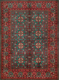 5x7 Ft Red Ersari Rug - Hand Knotted Afghan Oriental Rug - Turkmen Design