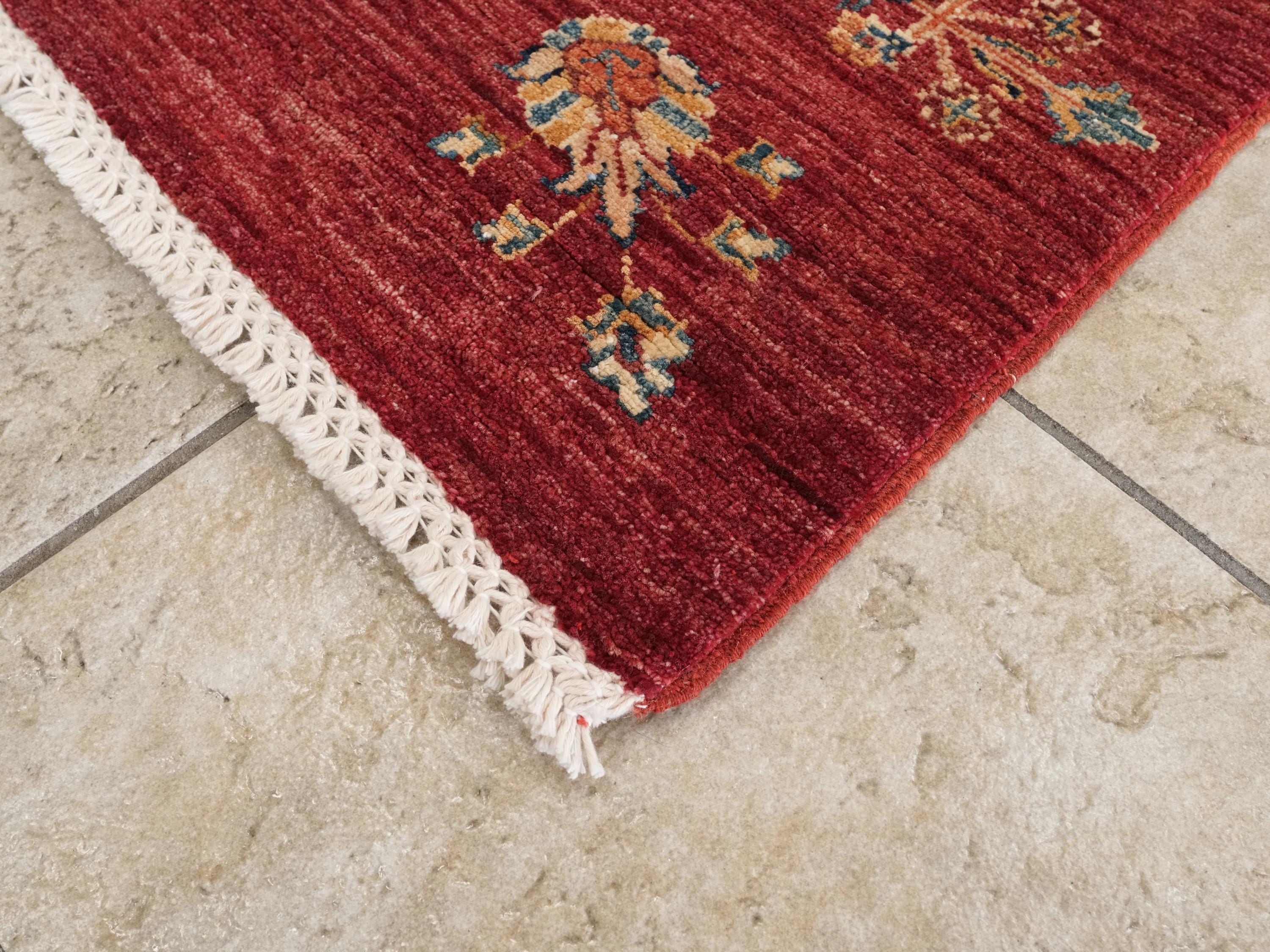 6x8 Ft Red Gabbeh Rug - Hand Knotted Oriental Rug - Garden Design