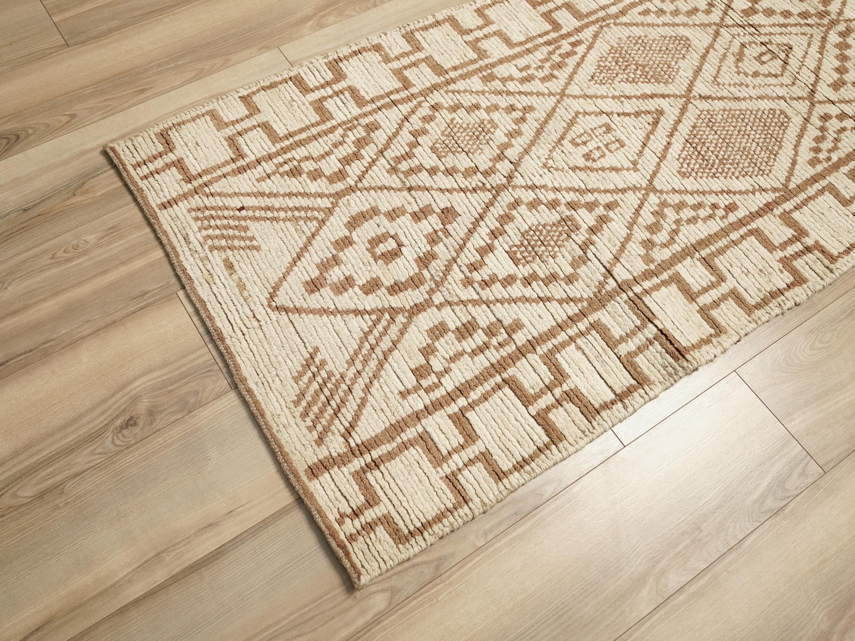 10 Ft Beige Moroccan Runner Rug - Afghan Handmade Hallway Rug