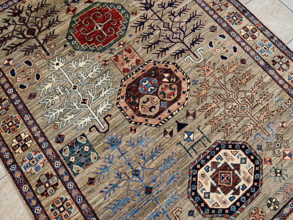 5x7 Ft Brown Heriz Rug - Hand Knotted Oriental Wool Rug