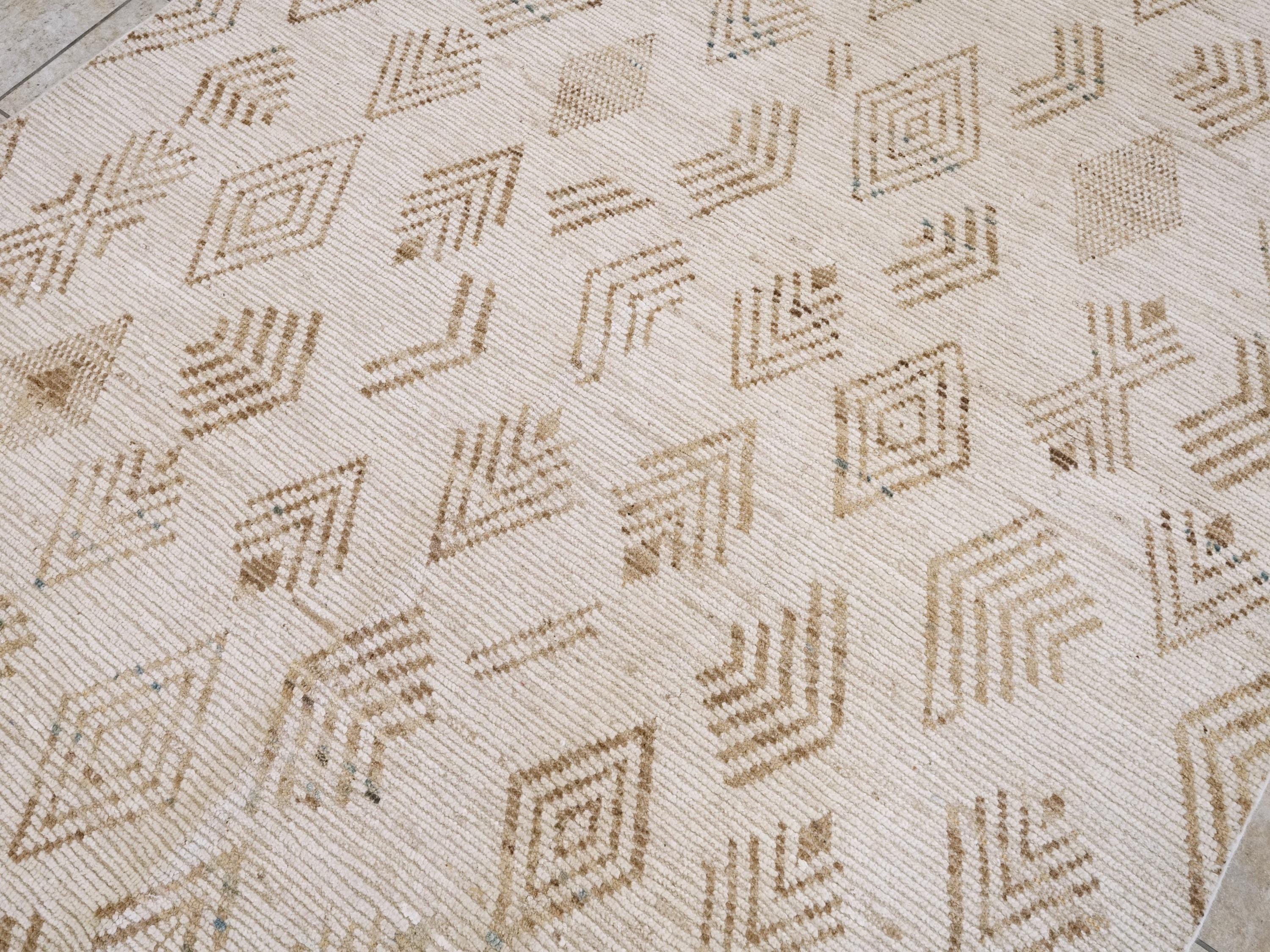 7x16 Ft Beige Moroccan Runner Rug - Hand Knotted Afghan Wool