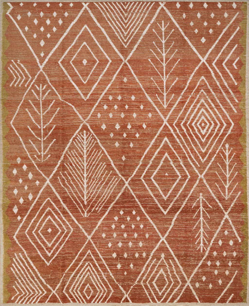9x12 Ft Rustic Red Moroccan Rug - Hand Knotted Area Rug