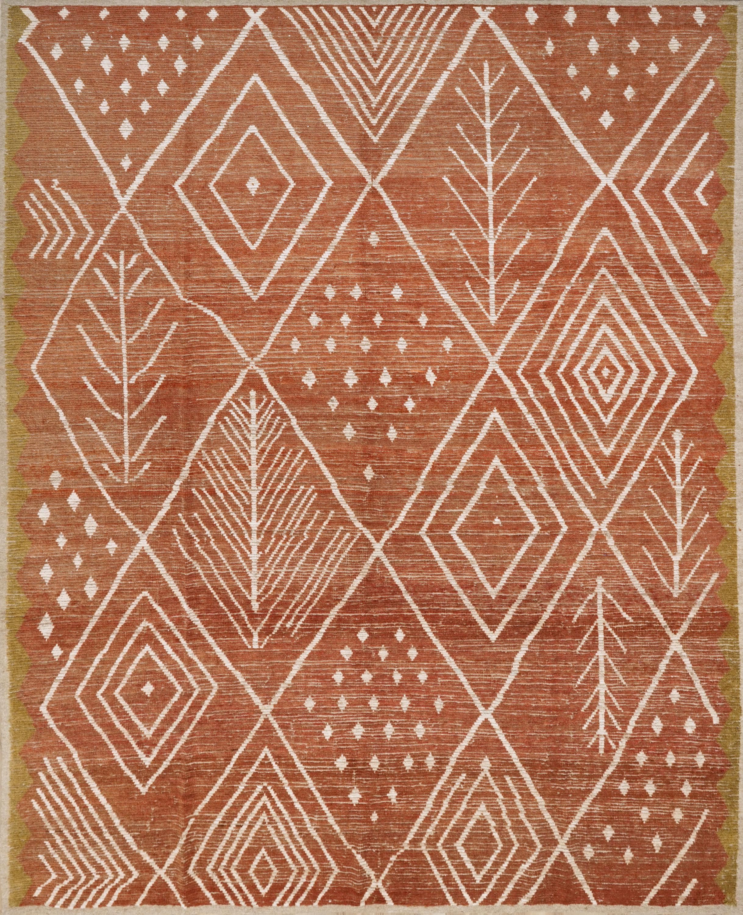 9x12 Ft Rustic Red Moroccan Rug - Hand Knotted Area Rug