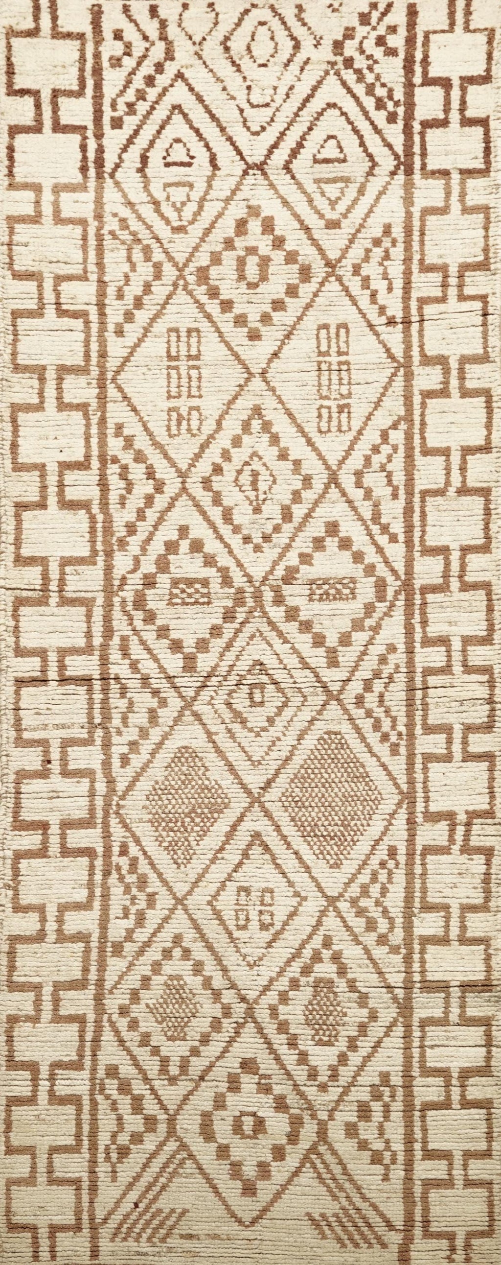 10 Ft Beige Moroccan Runner Rug - Afghan Handmade Hallway Rug