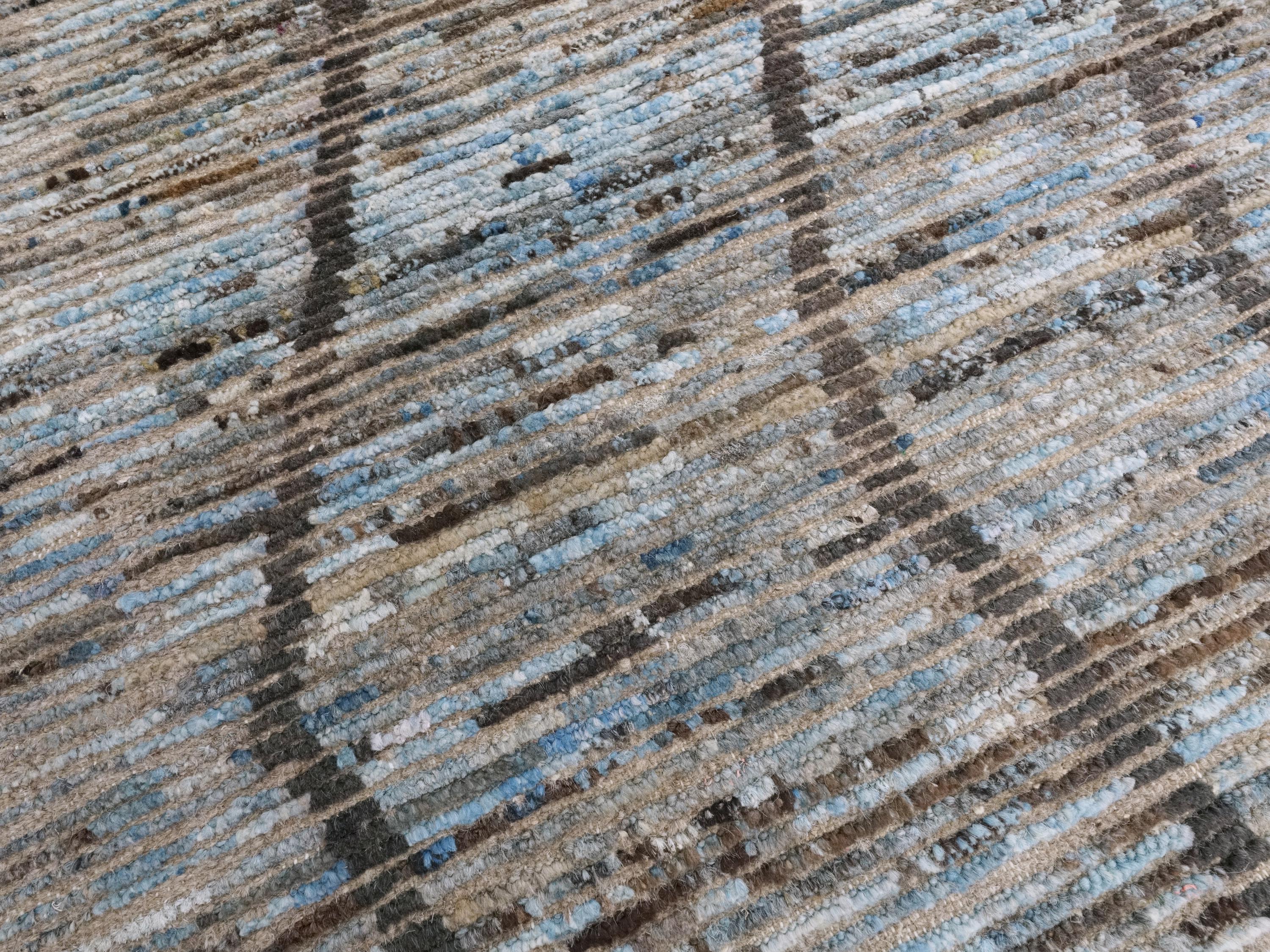 10x14 Ft Blue Moroccan Rug - Afghan Handmade Wool Rug