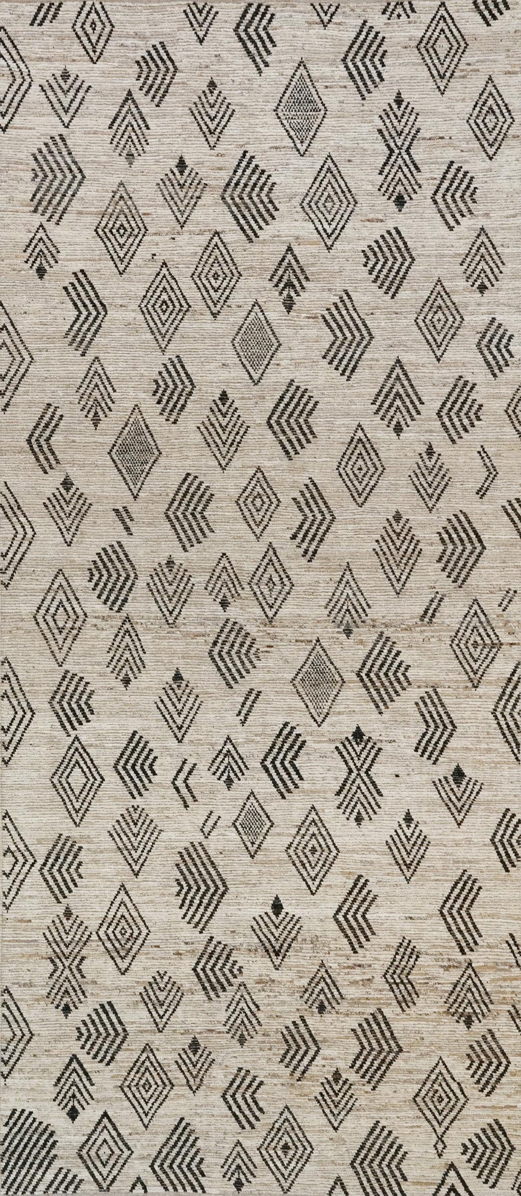 Hand Knotted Beige Moroccan Rug - 7x16 Ft Afghan Wool Runner