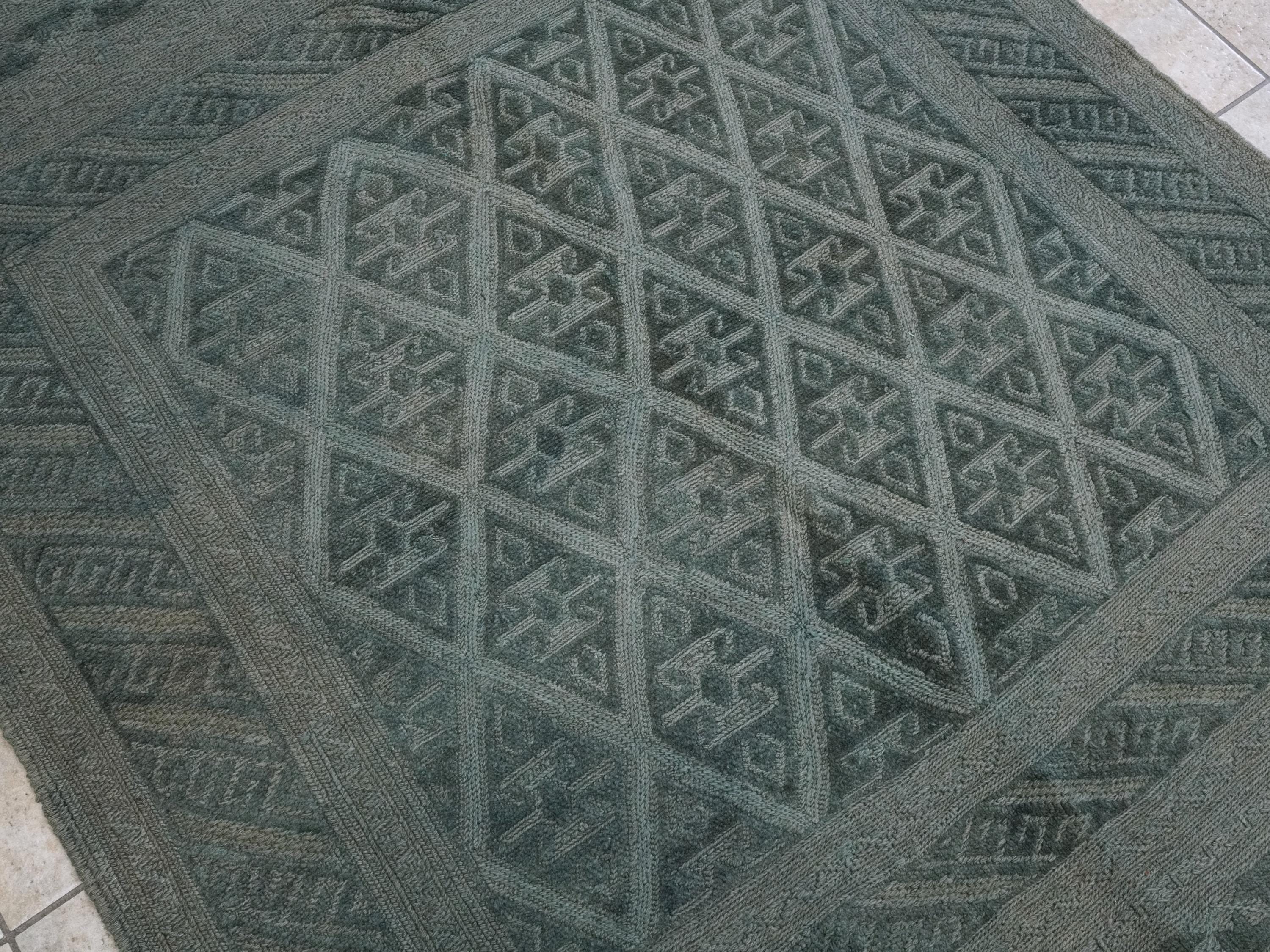 5x6 Ft Vintage Blue Tribal Kilim Rug - Hand Knotted Afghan Wool