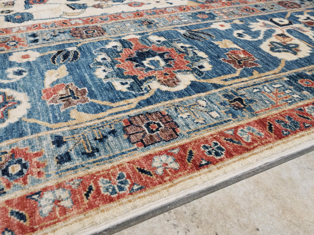 10x14 Ft White & Blue Bidjar Rug - Hand Knotted Oriental Area Rug