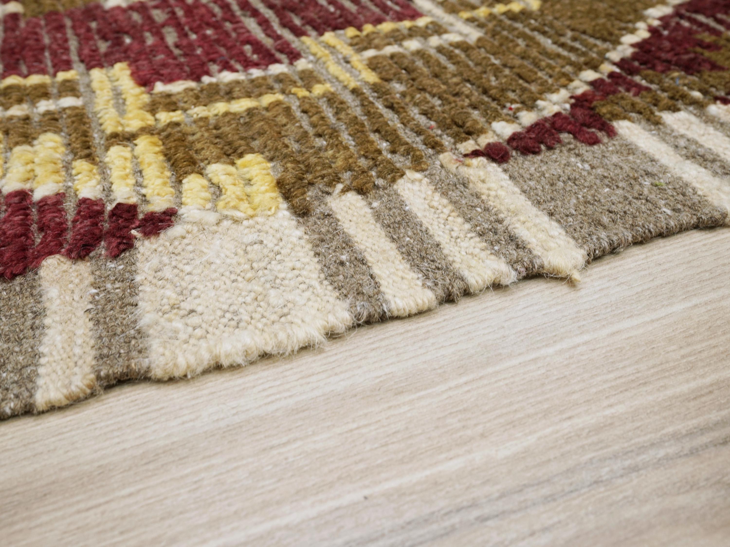 6x9 Ft Brown & Red Moroccan Rug - Hand Knotted Tribal Design