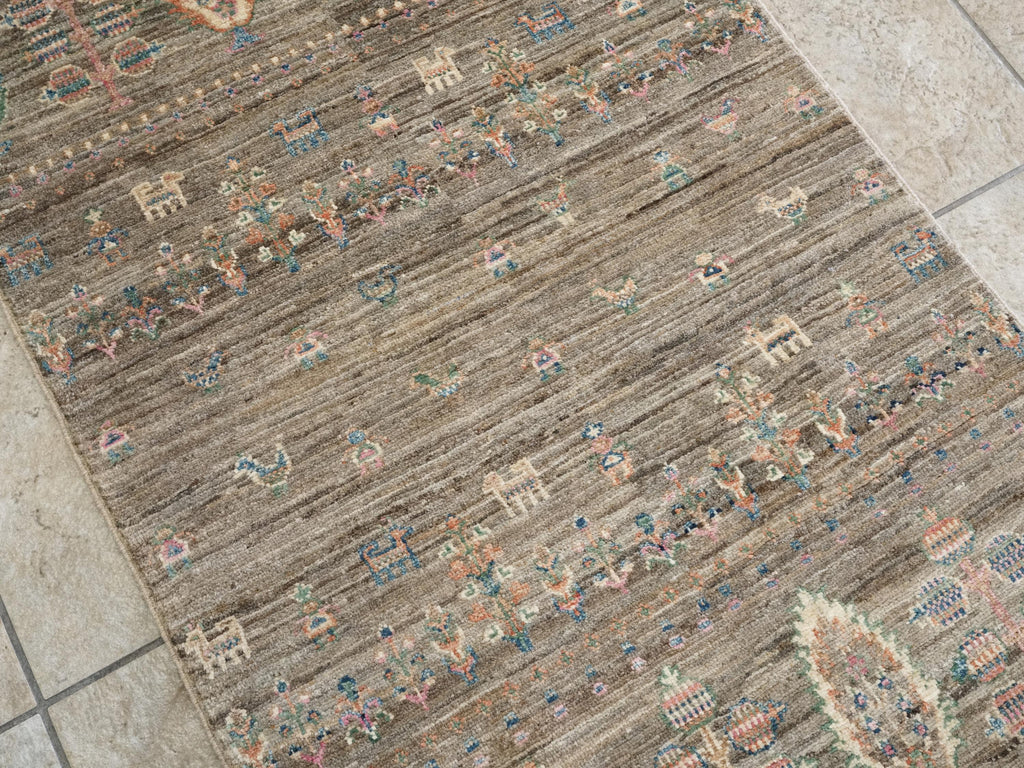 2x4 Ft Hand Knotted Wool Gabbeh Rug - Brown Oriental Rug