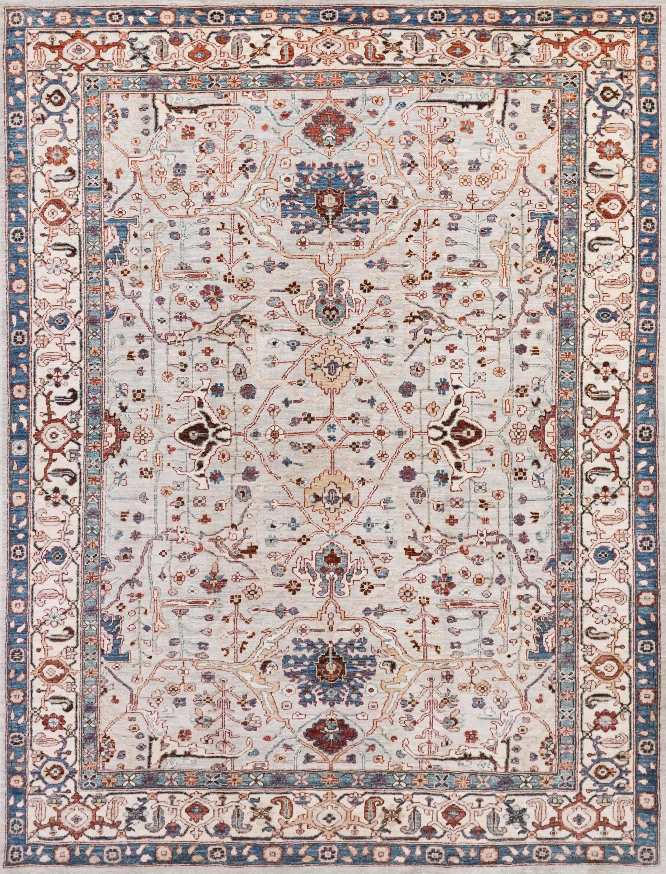 6x9 Ft Light Gray Serapi Rug - Oriental Area Rug - Persian Design