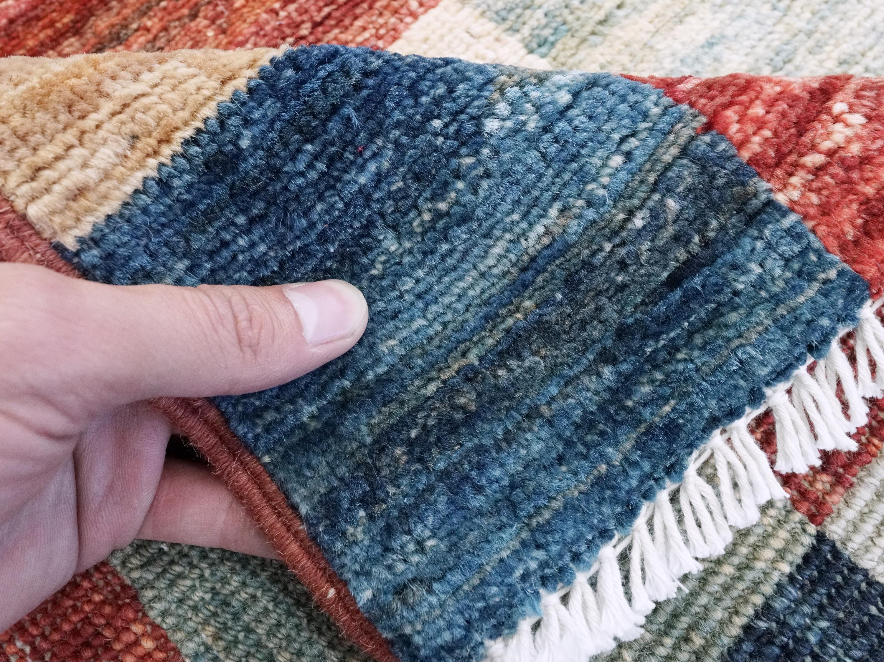 7x10 Multicolor Gabbeh Rug - Afghan Wool Area Rug - Geometric Design