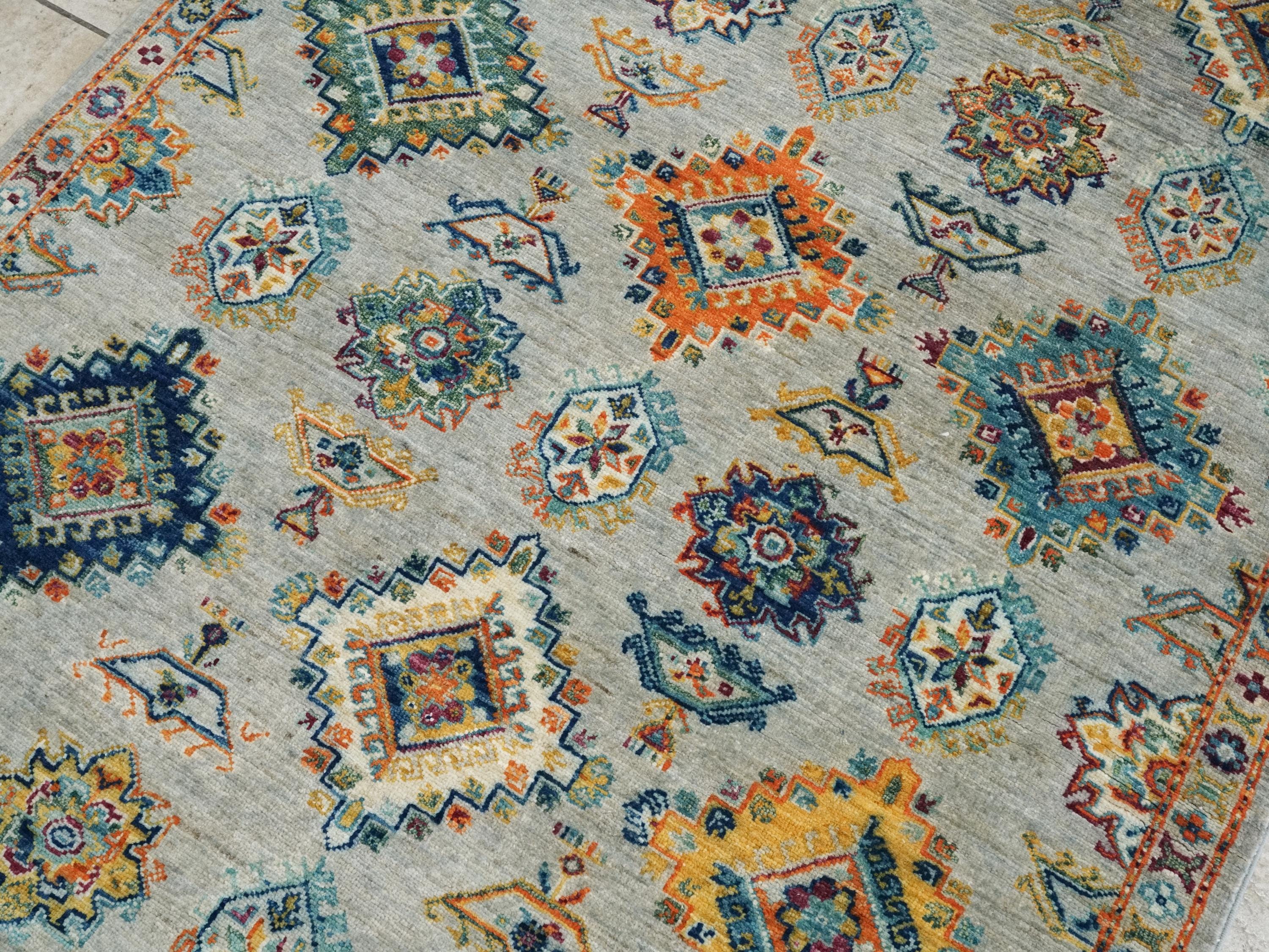 4x6 Ft Hand Knotted Gray Heriz Rug - Wool Persian Rug