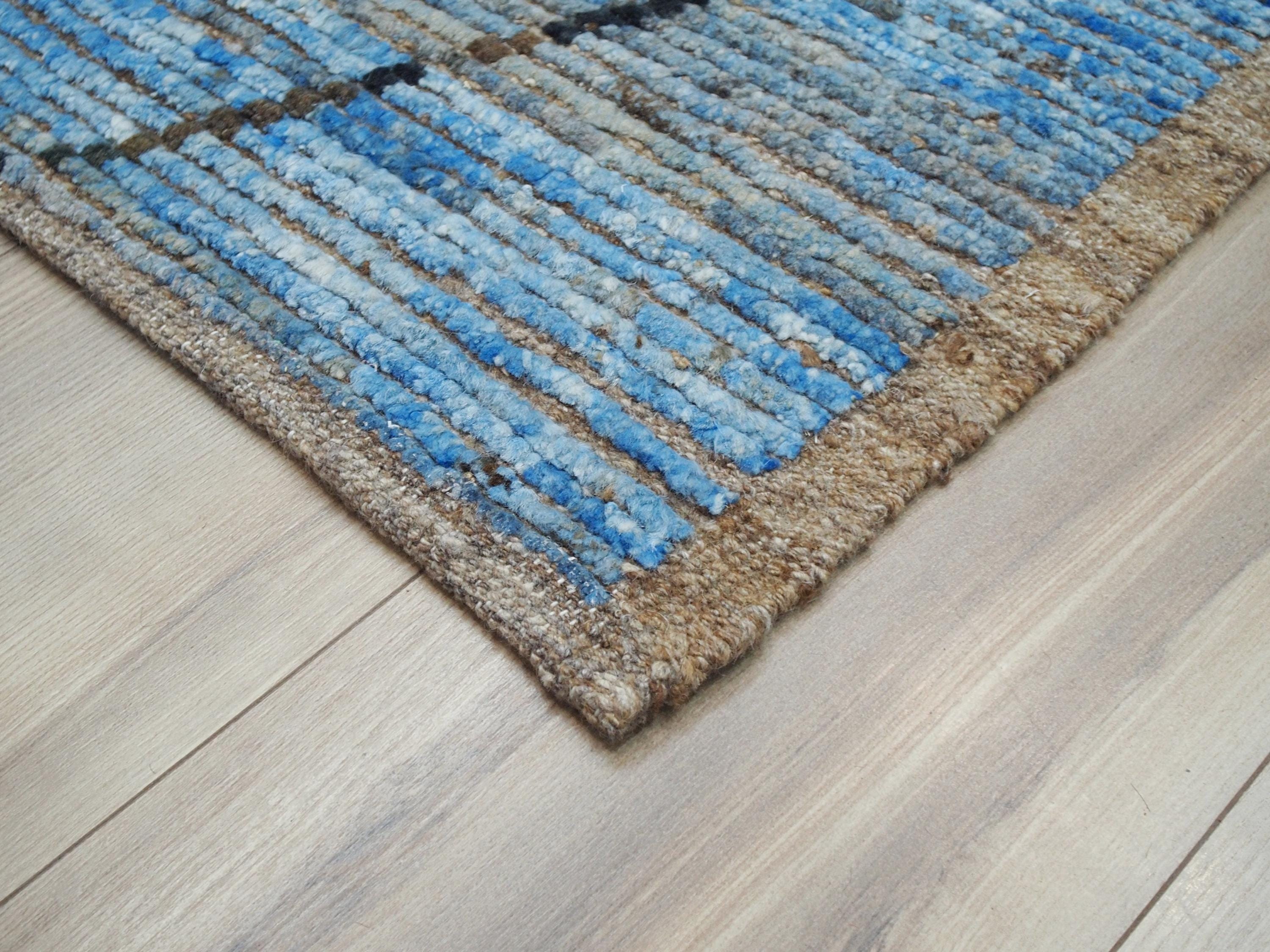 8x10 Ft Blue Moroccan Rug - Hand Knotted Area Rug
