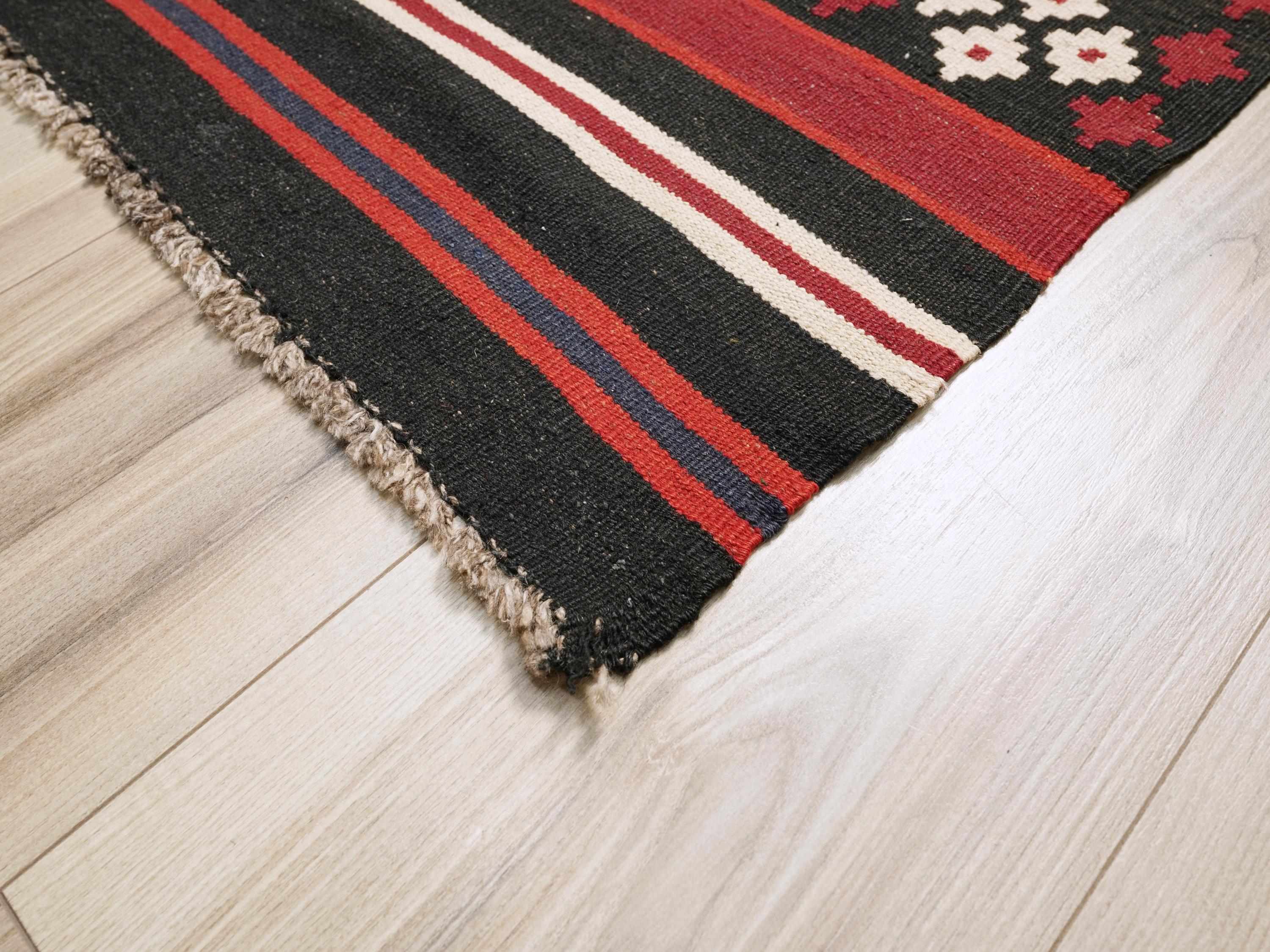9x11 Ft Red Maimana Kilim Rug - Vintage Afghan Flat Weave