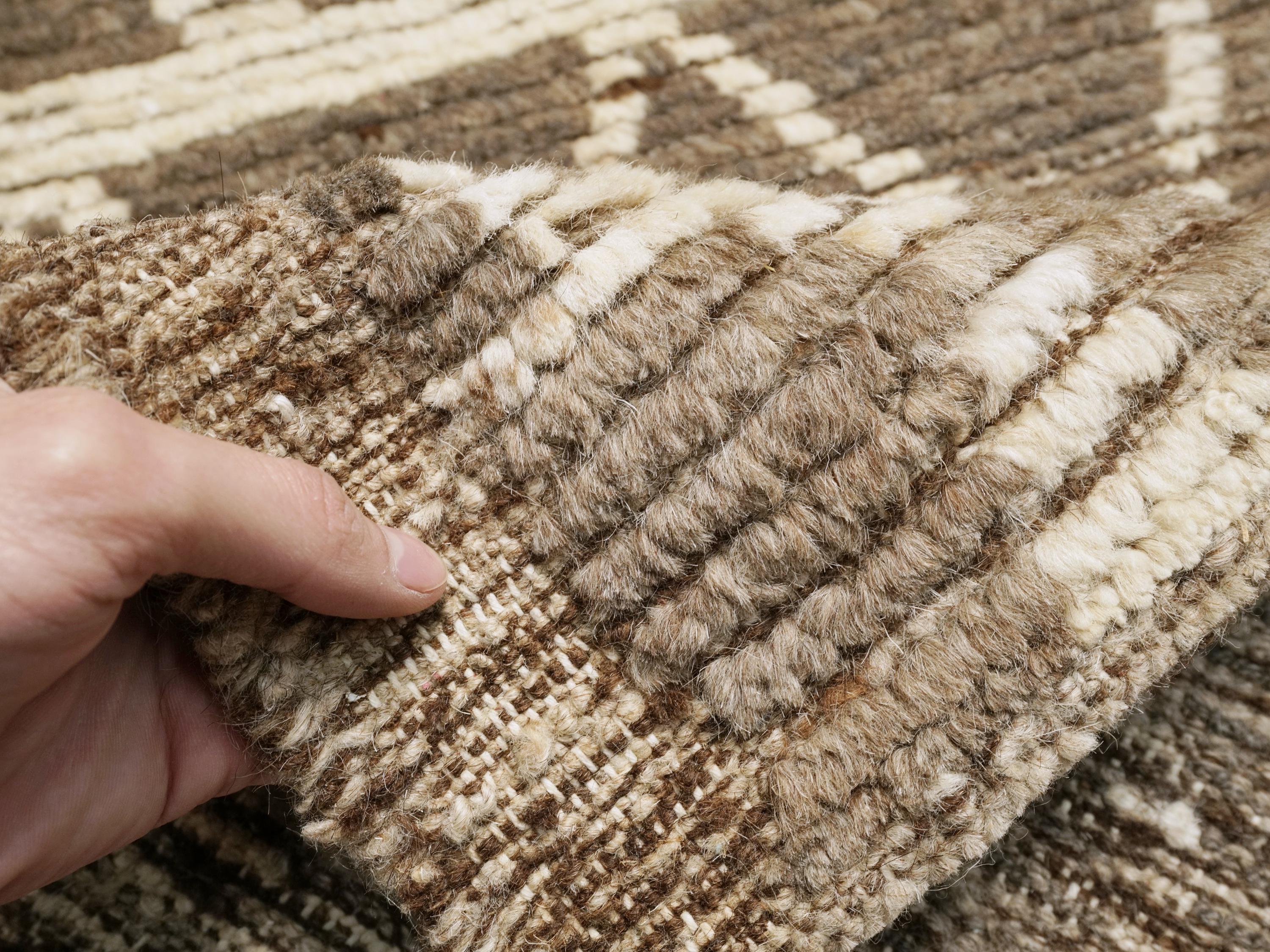 6x8 Ft Brown Moroccan Rug - Geometric Wool Rug
