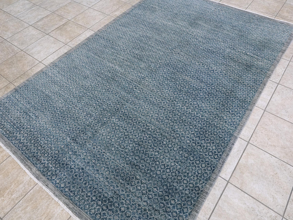 6x9 Ft Blue Gabbeh Rug - Afghan Wool Area Rug