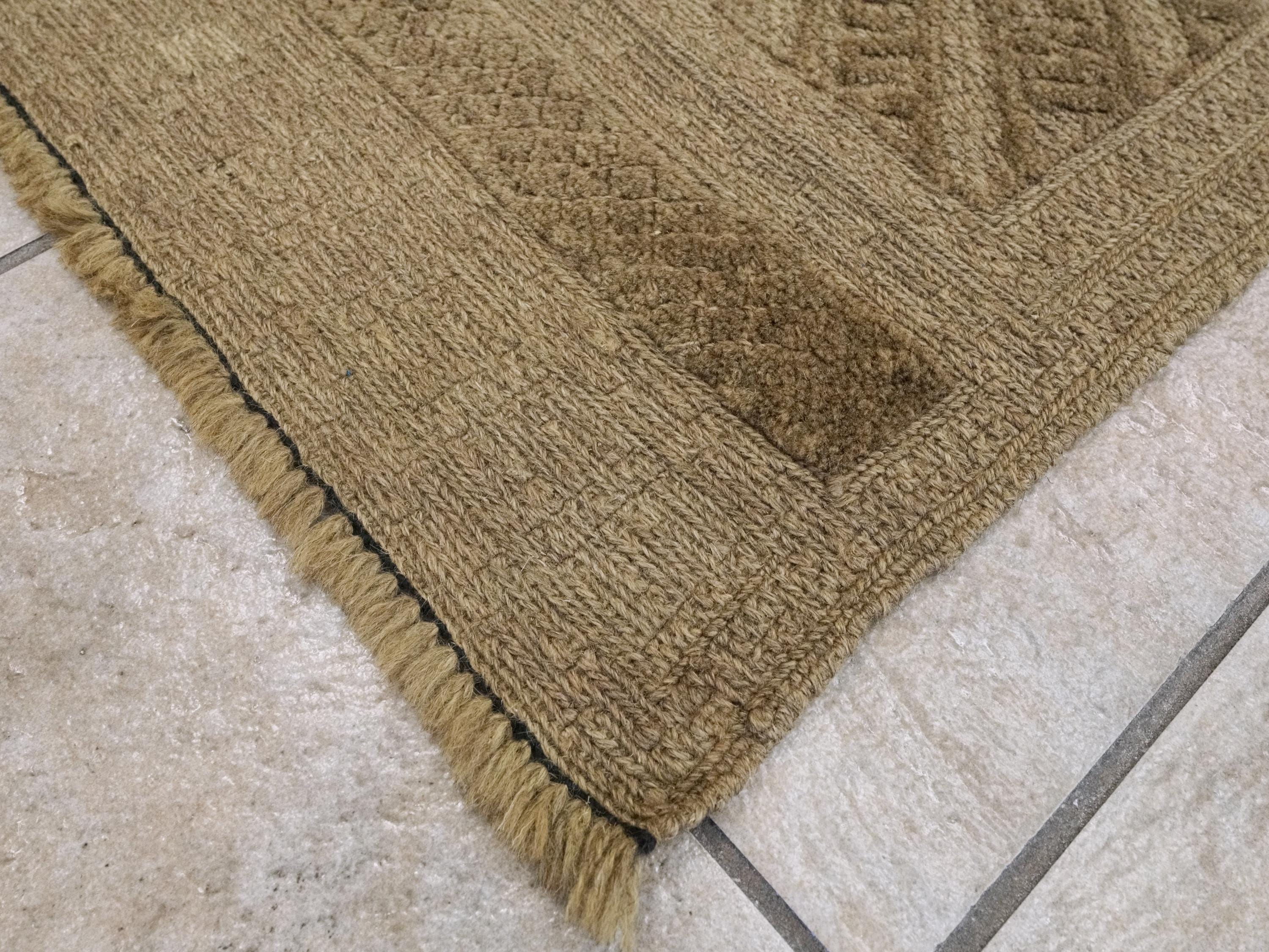 6x9 FT Hand Knotted Wool Kilim Rug - Dark Brown Tribal Design