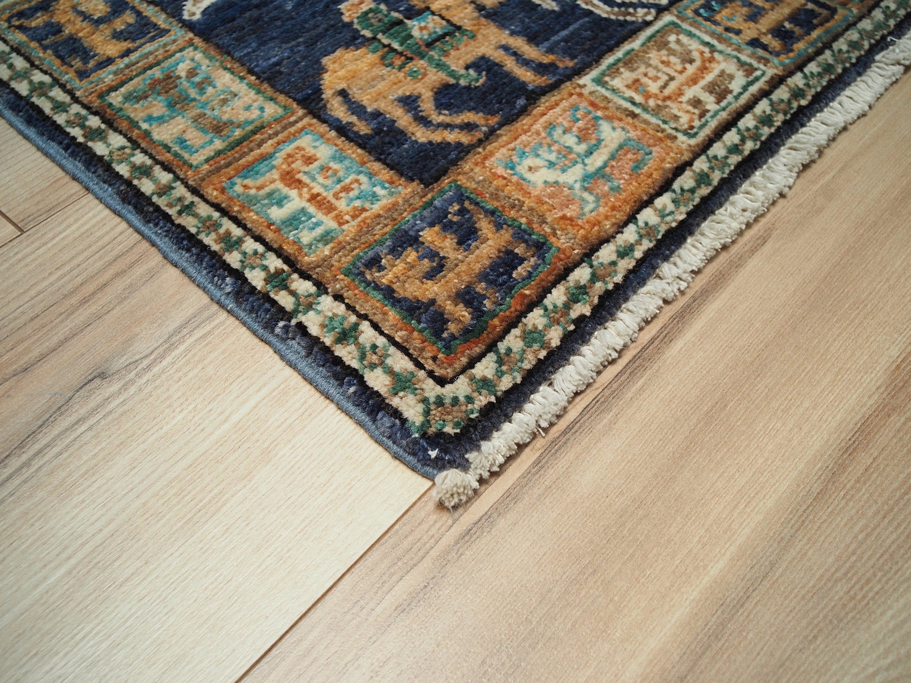 2x4 Ft Blue Mamluk Rug - Hand Knotted Oriental Rug