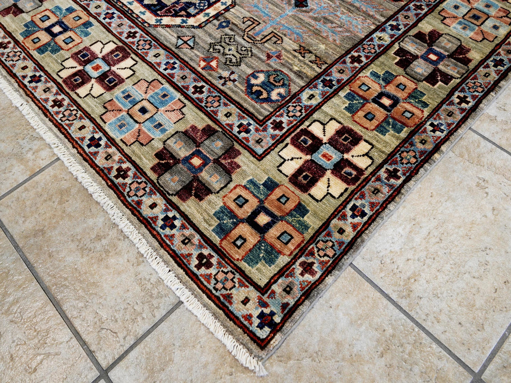 6x8 Ft Light Brown Heriz Rug - Hand Knotted Oriental Area Rug