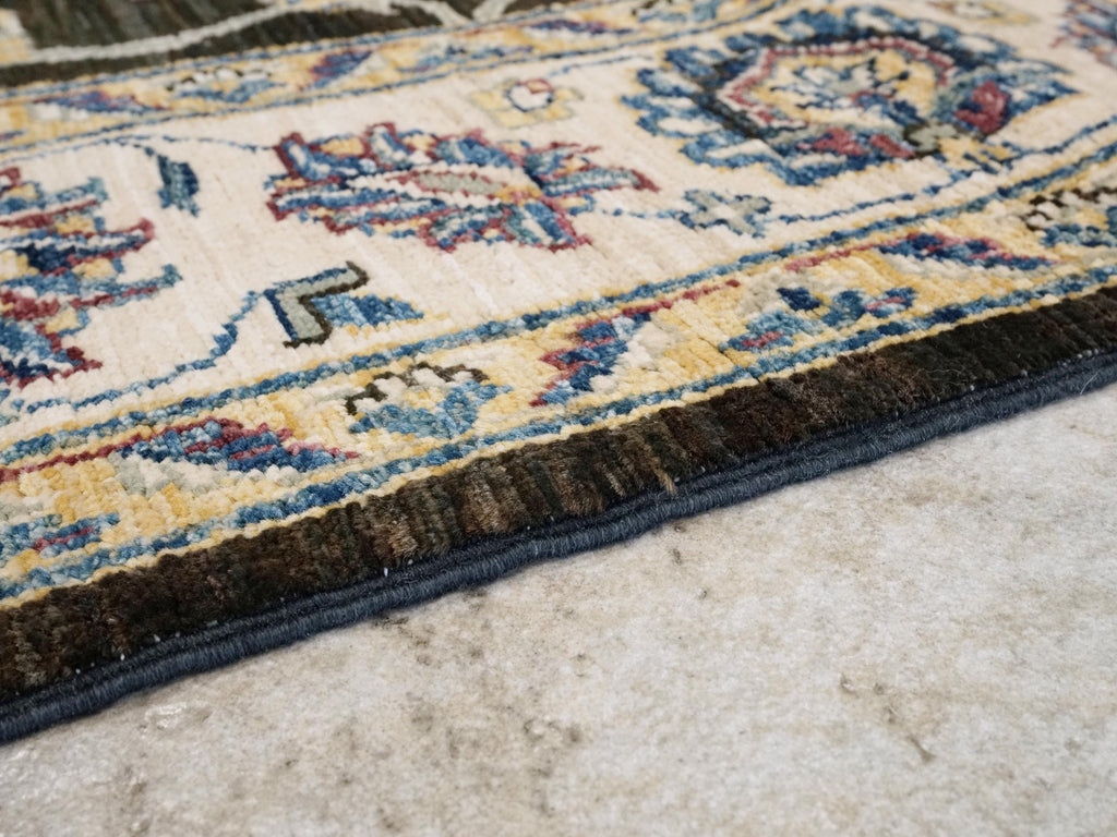 5x7 Ft Black Bidjar Rug - Afghan Oriental Wool Rug - Floral Design