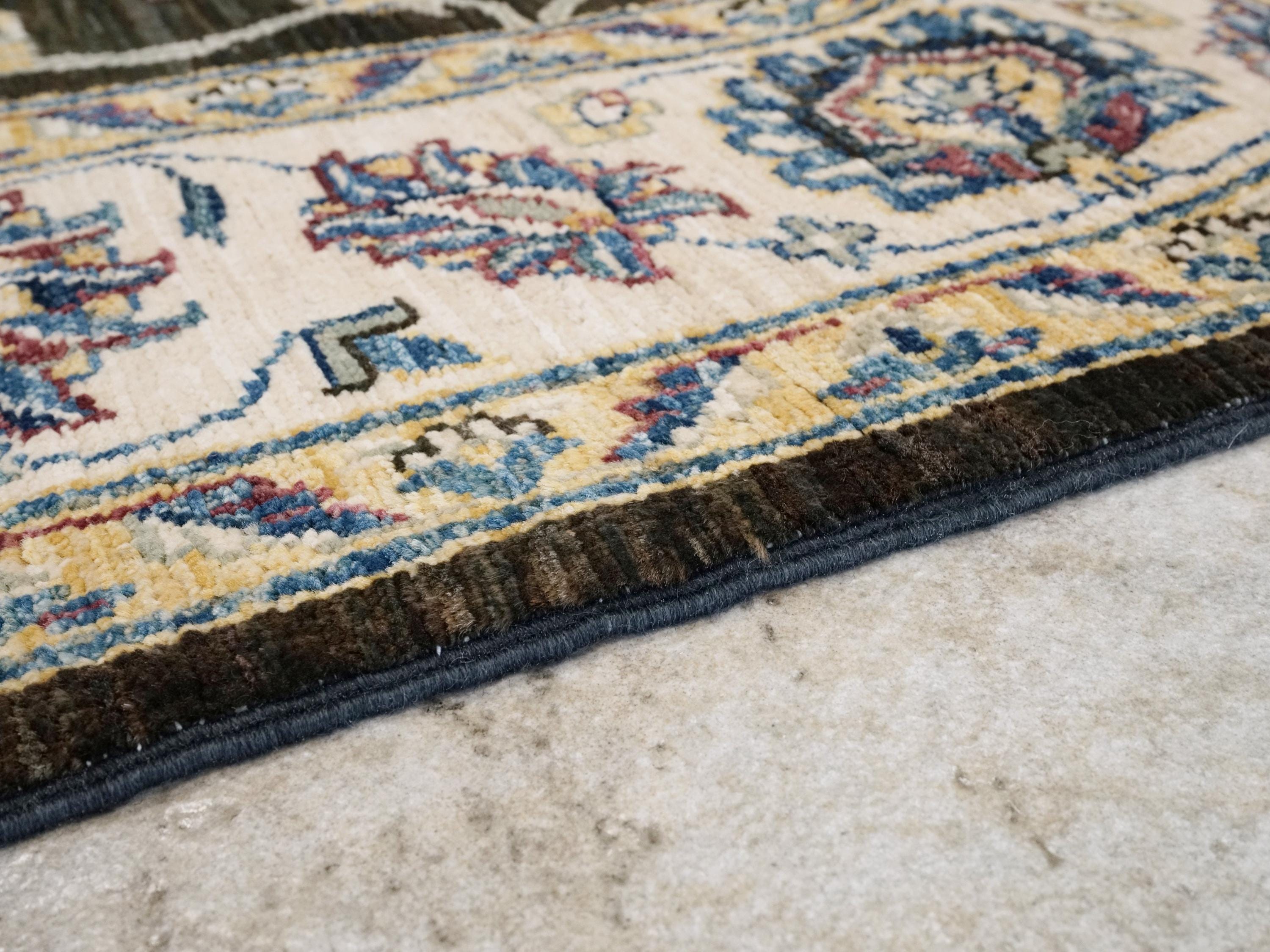 5x7 Ft Black Bidjar Rug - Afghan Oriental Wool Rug - Floral Design