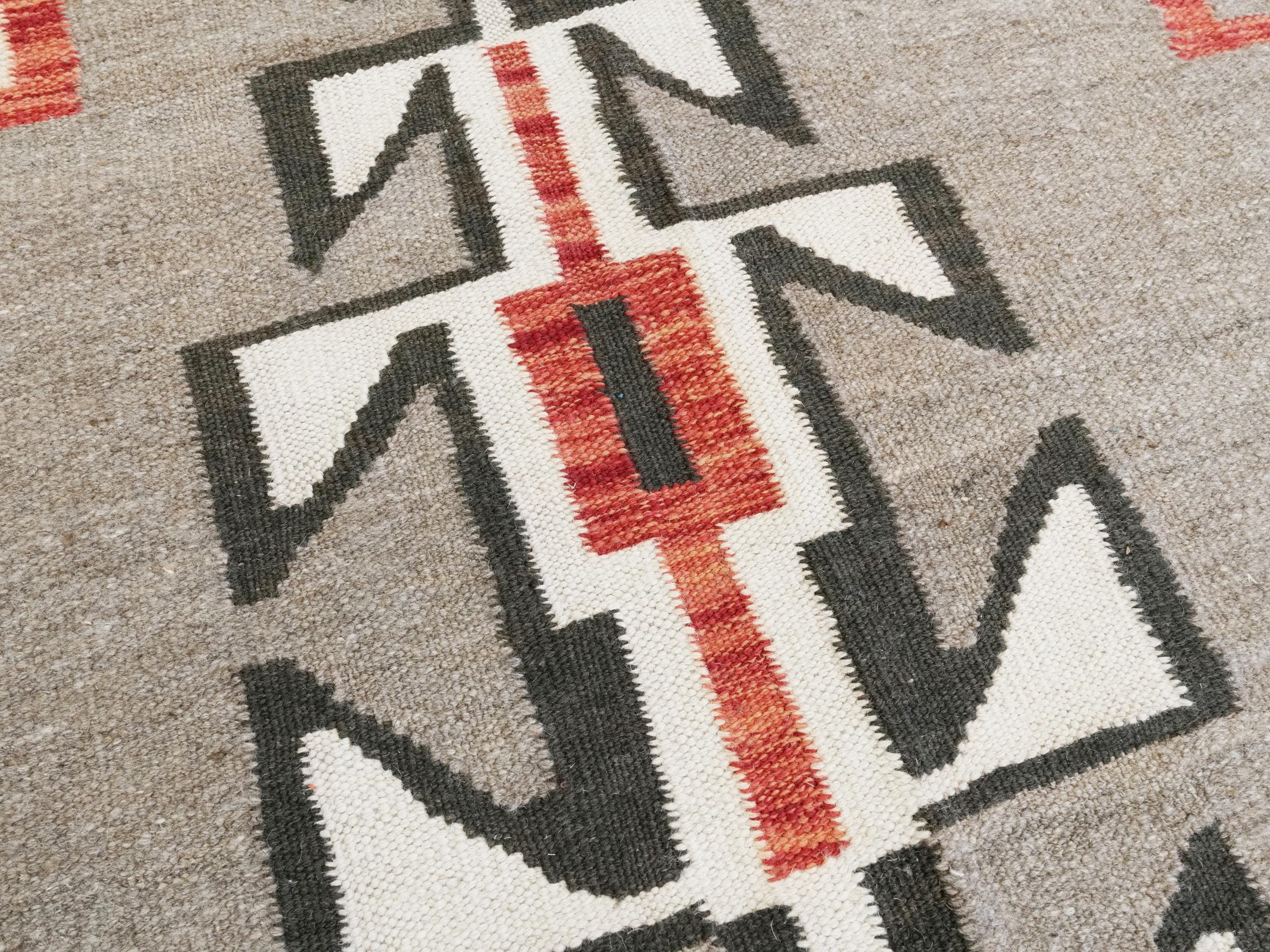 8x10 Ft Red Navajo Rug - Flat Weave Tribal Rug