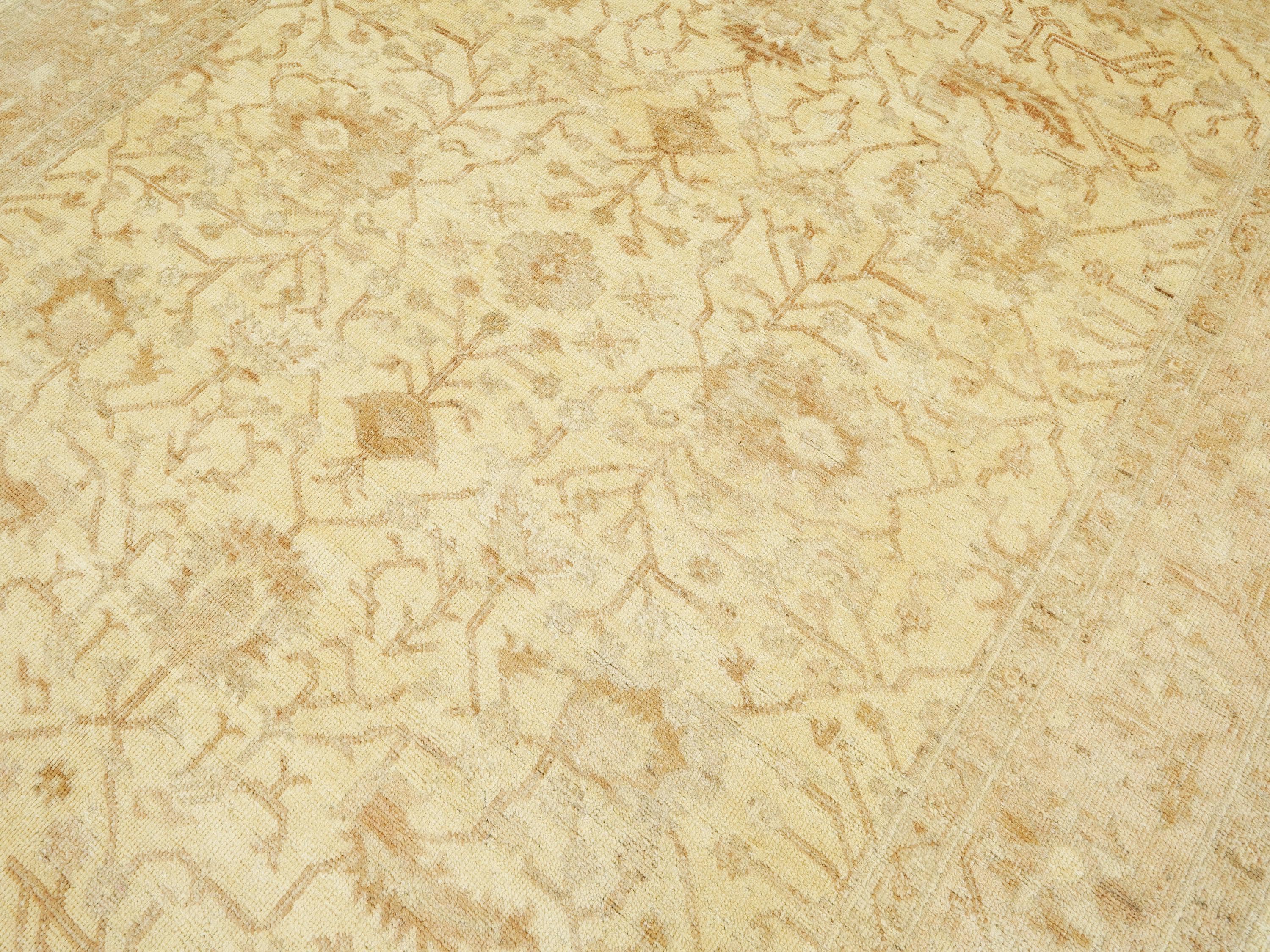 9x12 Ft Beige Ushak Rug - Hand Knotted Afghan Oriental Rug