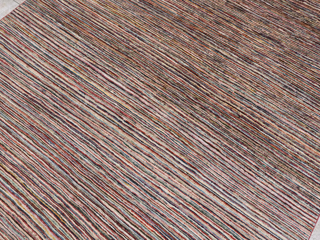 6x9 Ft Multicolor Gabbeh Rug - Afghan Wool Area Rug - Plain Design