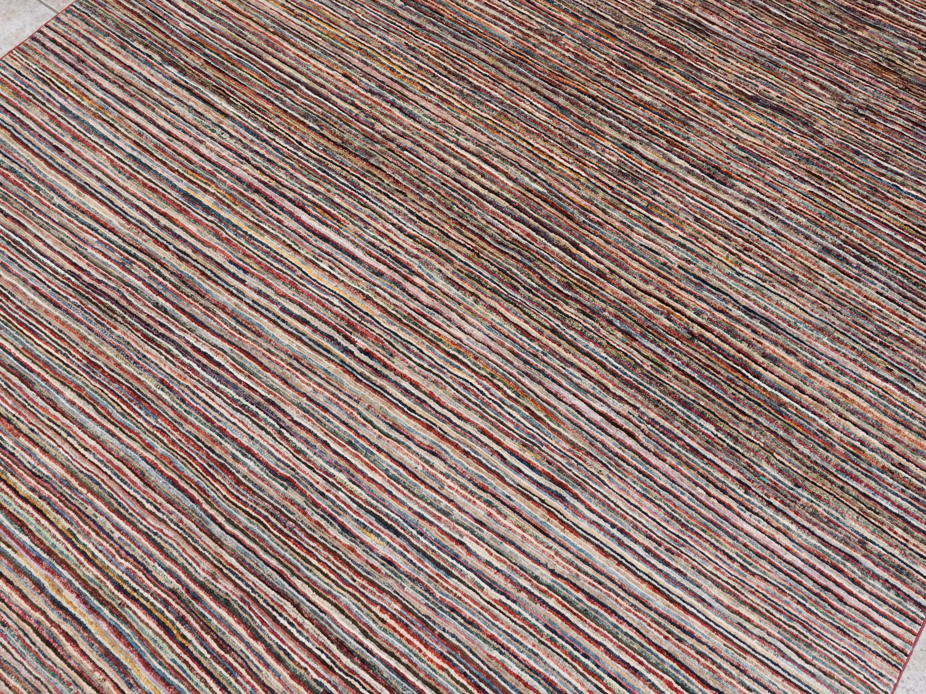 6x9 Ft Multicolor Gabbeh Rug - Afghan Wool Area Rug - Plain Design