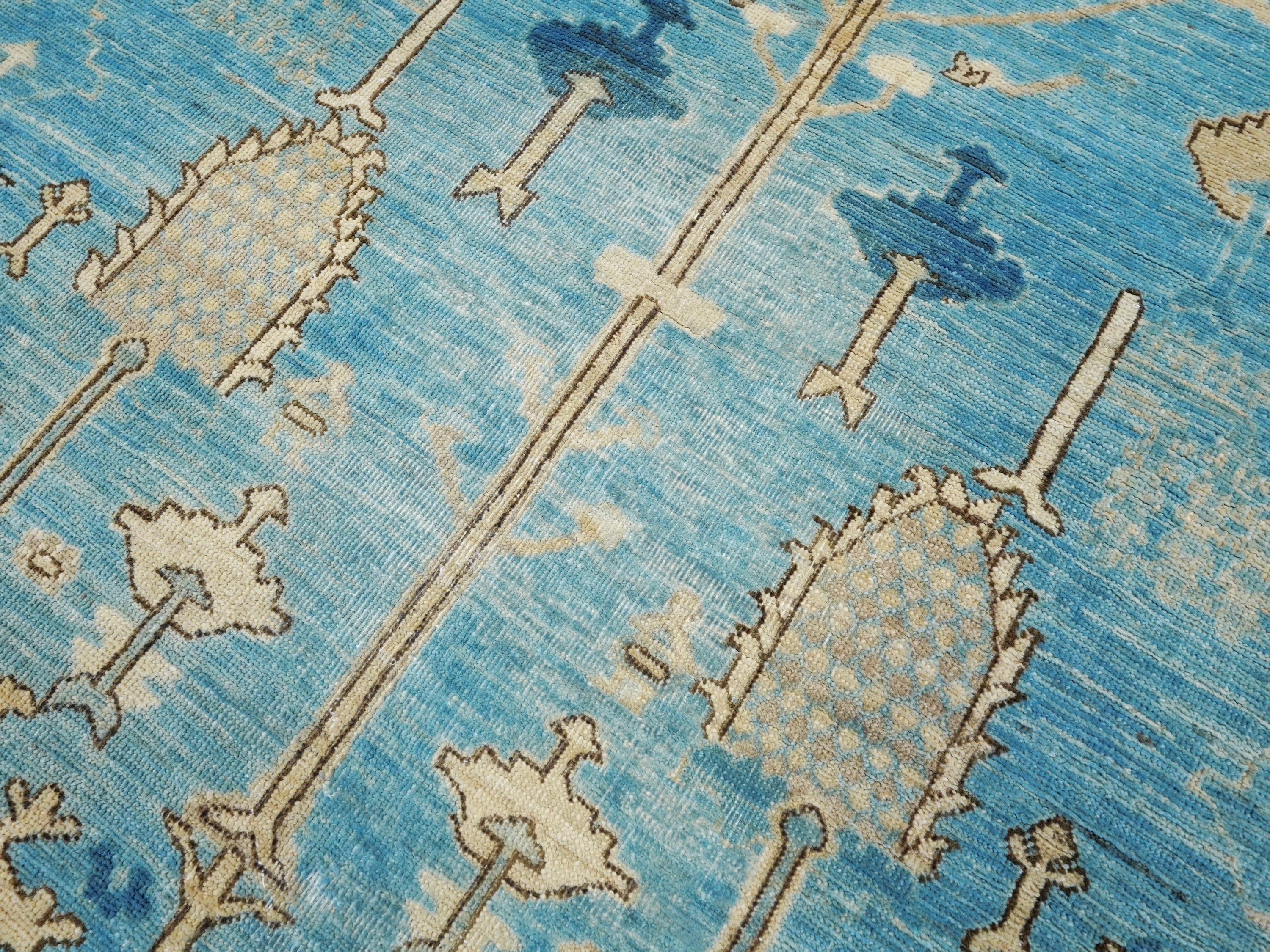 5x8 Ft Blue Heriz Rug - Afghan Wool Antique Rug