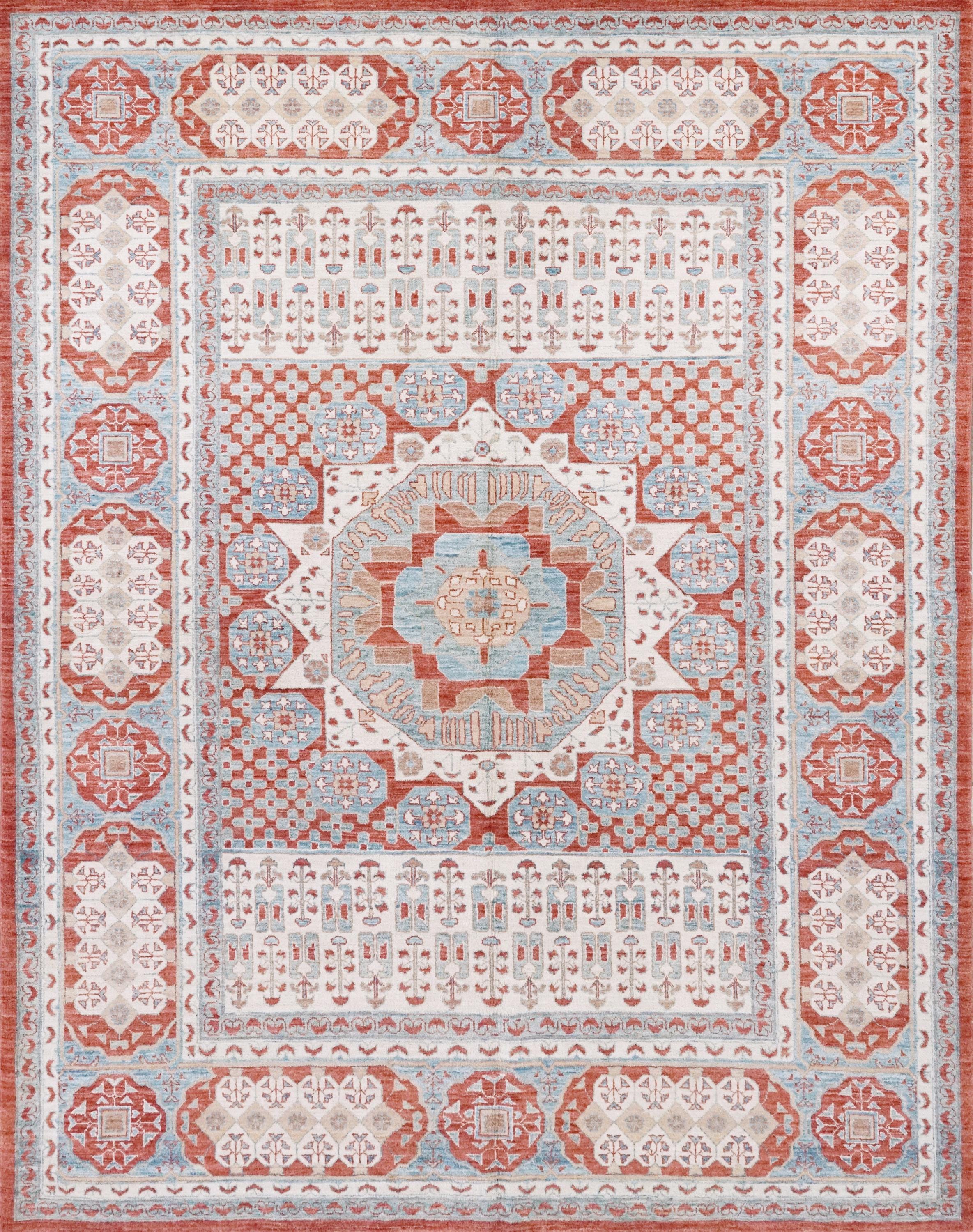 6x8 Ft Red & Beige Mamluk Rug - Hand Knotted Oriental Rug - Traditional Design