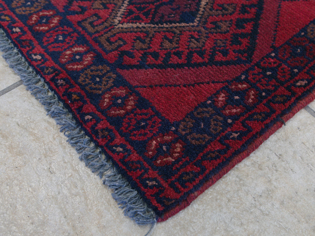 1x2 Ft Red Khal Mohammadi Rug - Wool Accent Rug