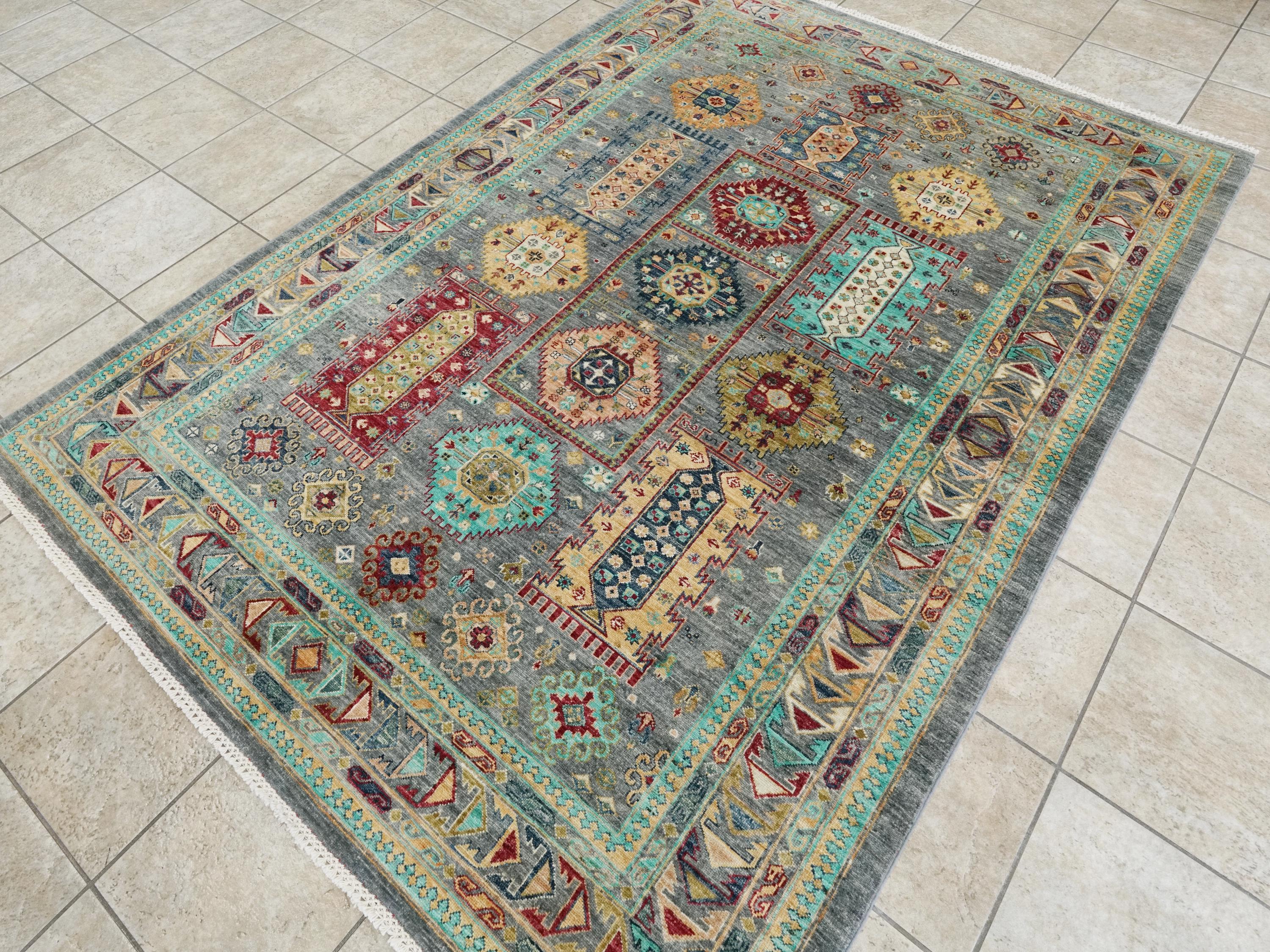 6x8 Ft Gray Bidjar Rug - Hand Knotted Oriental Wool Rug