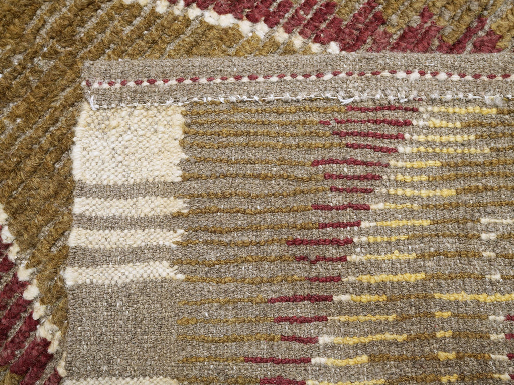 6x9 Ft Brown & Red Moroccan Rug - Hand Knotted Tribal Design