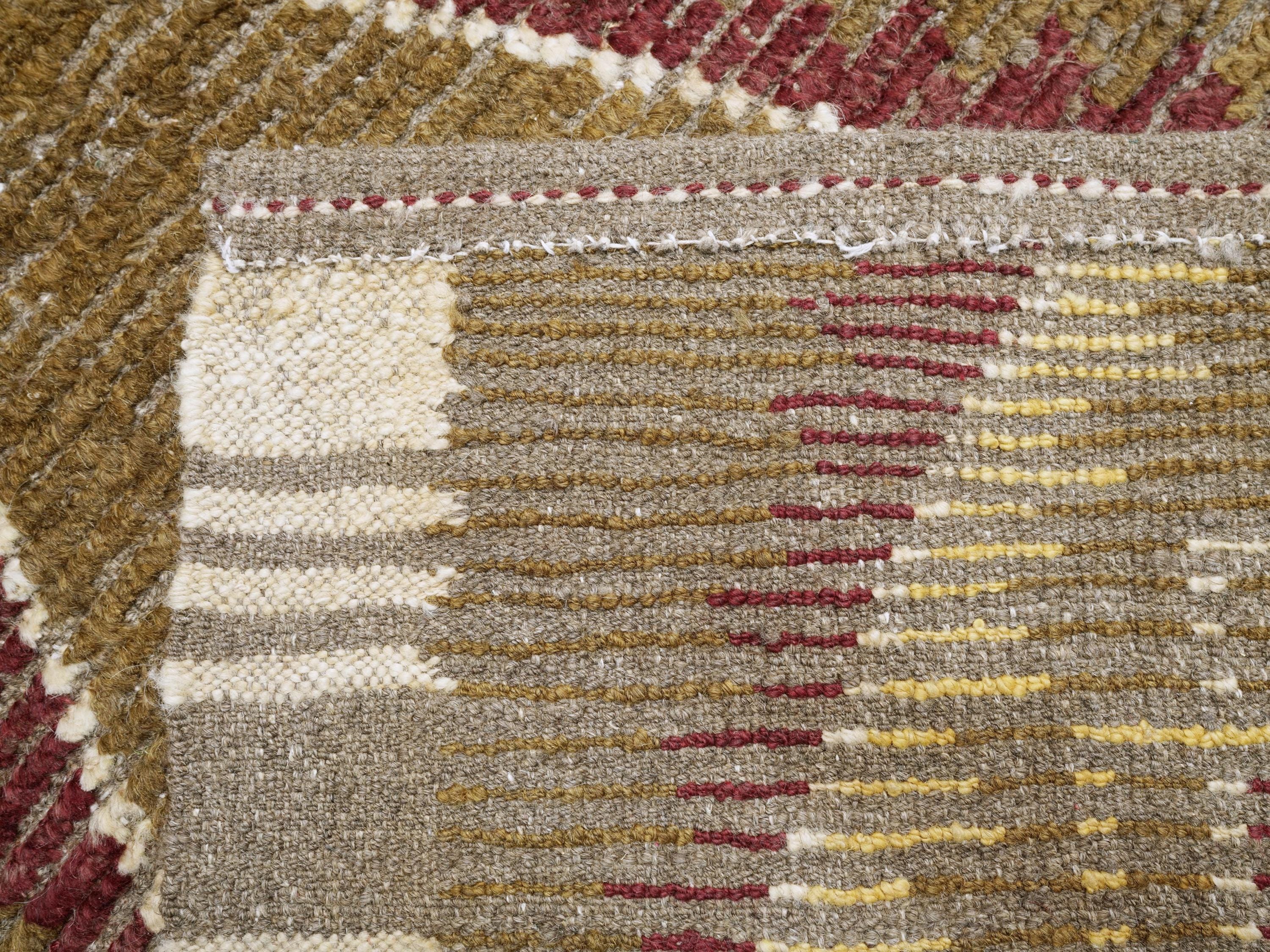 6x9 Ft Brown & Red Moroccan Rug - Hand Knotted Tribal Design