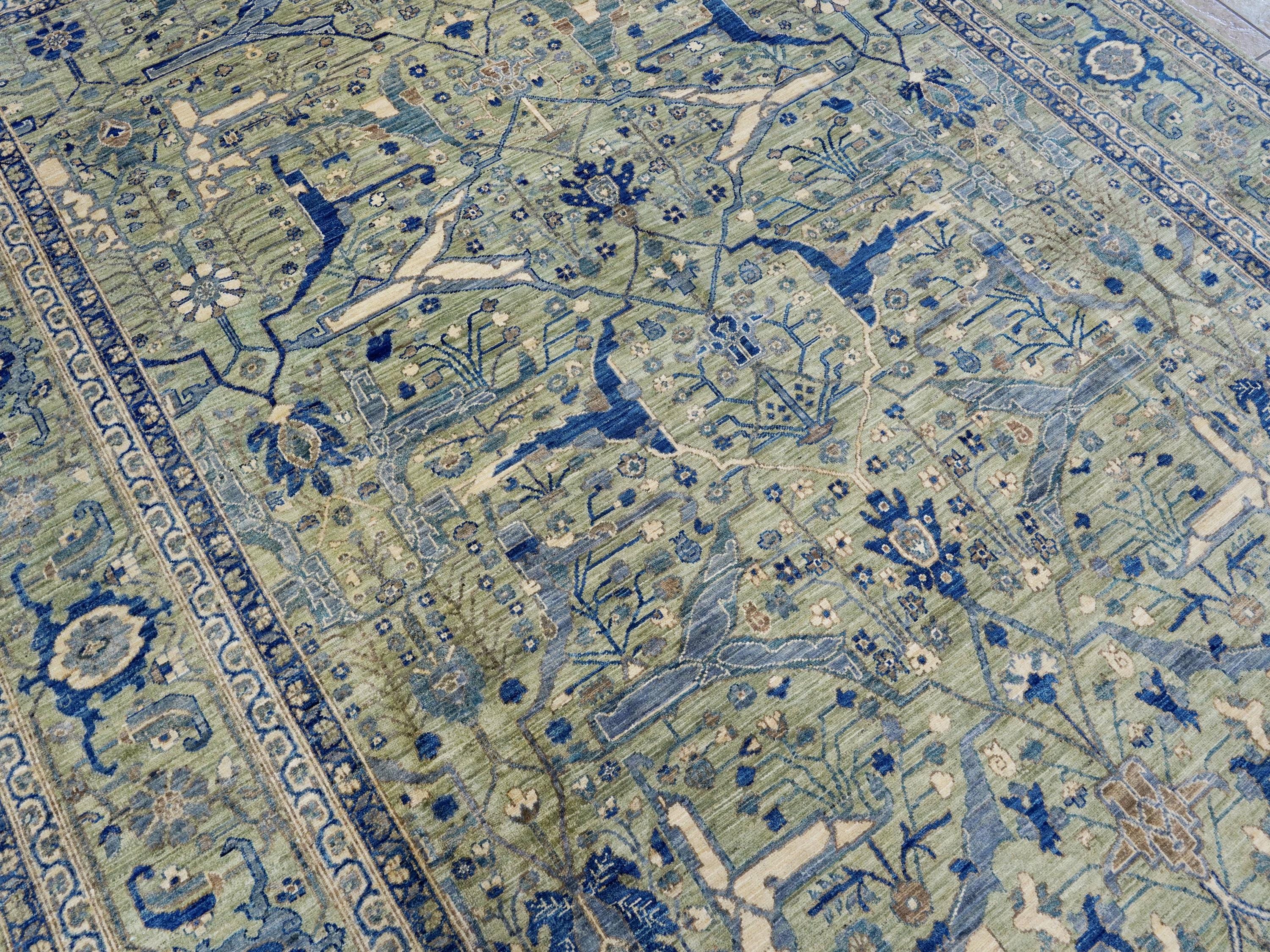 9x12 Ft Green Bidjar Rug - Afghan Oriental Area Rug