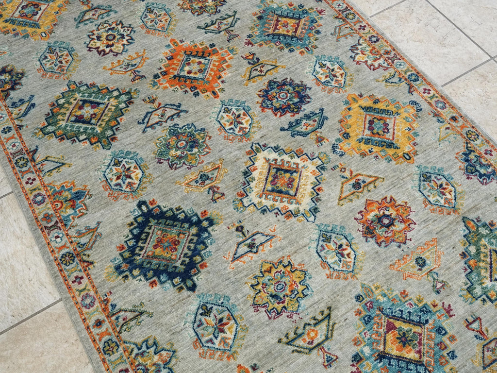 4x6 Ft Hand Knotted Gray Heriz Rug - Wool Persian Rug