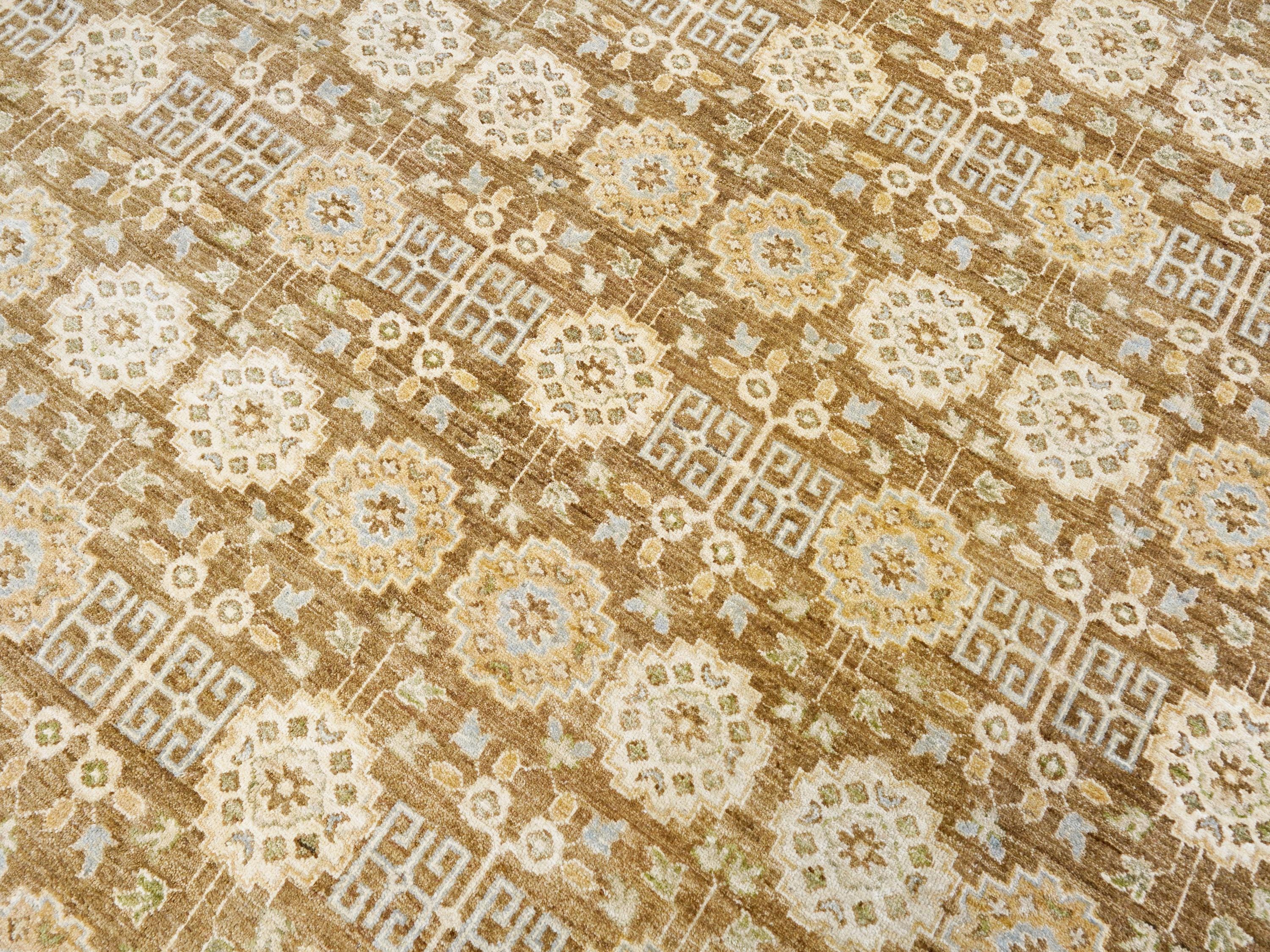 12x15 Ft Beige & Brown Serapi Rug - Handmade Wool Area Rug - Oversize