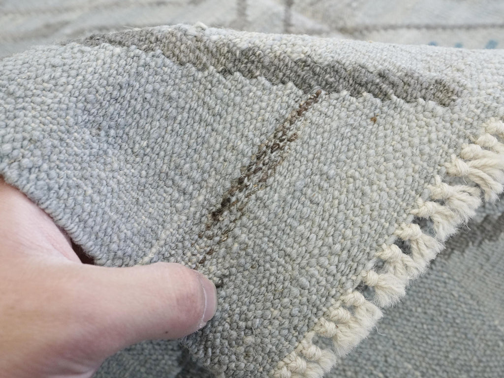 6x8 Ft Gray Kilim Rug - Handwoven Flat Weave