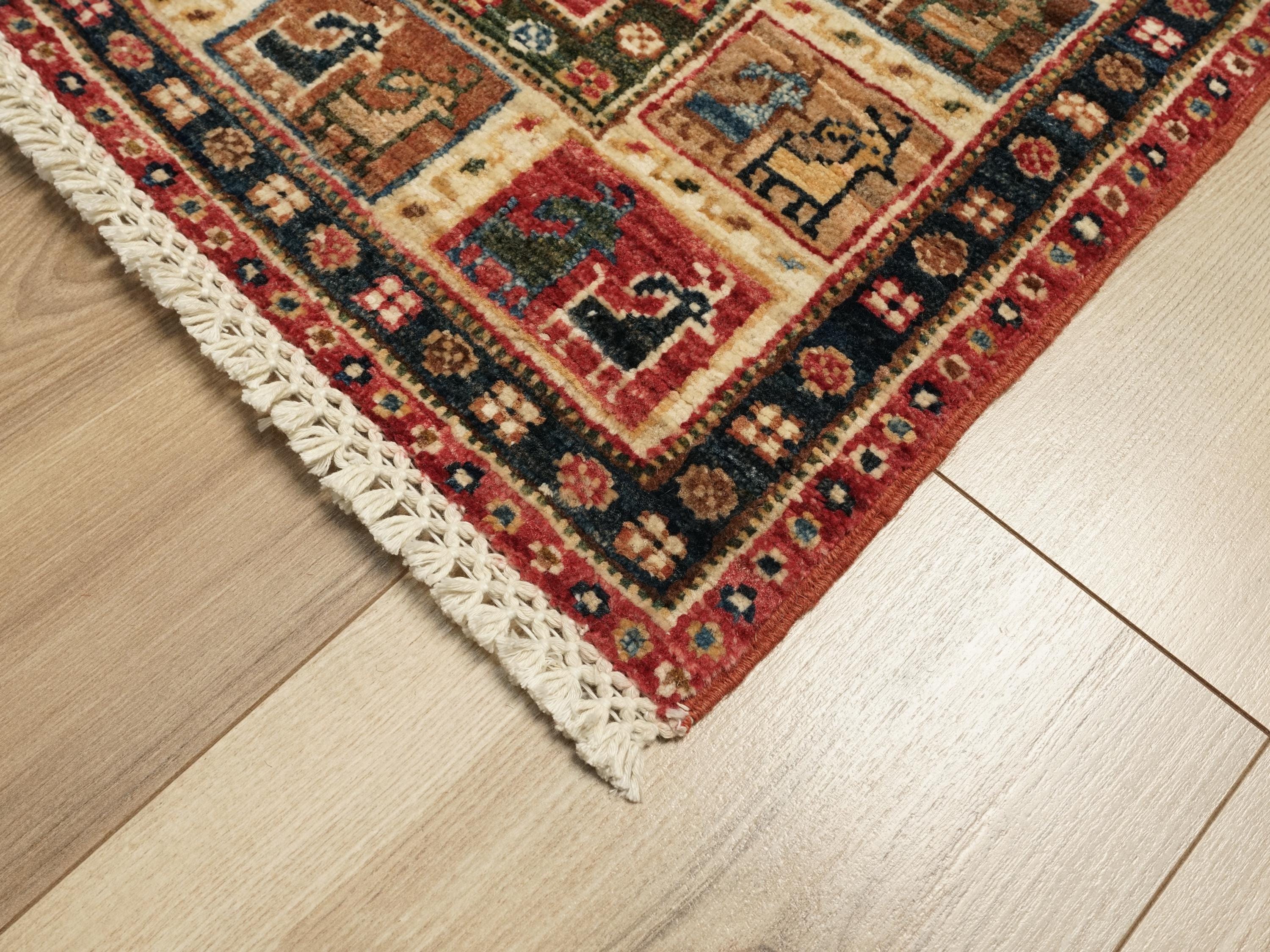 3x5 Ft Orange Heriz Rug - Afghan Wool Animal Rug
