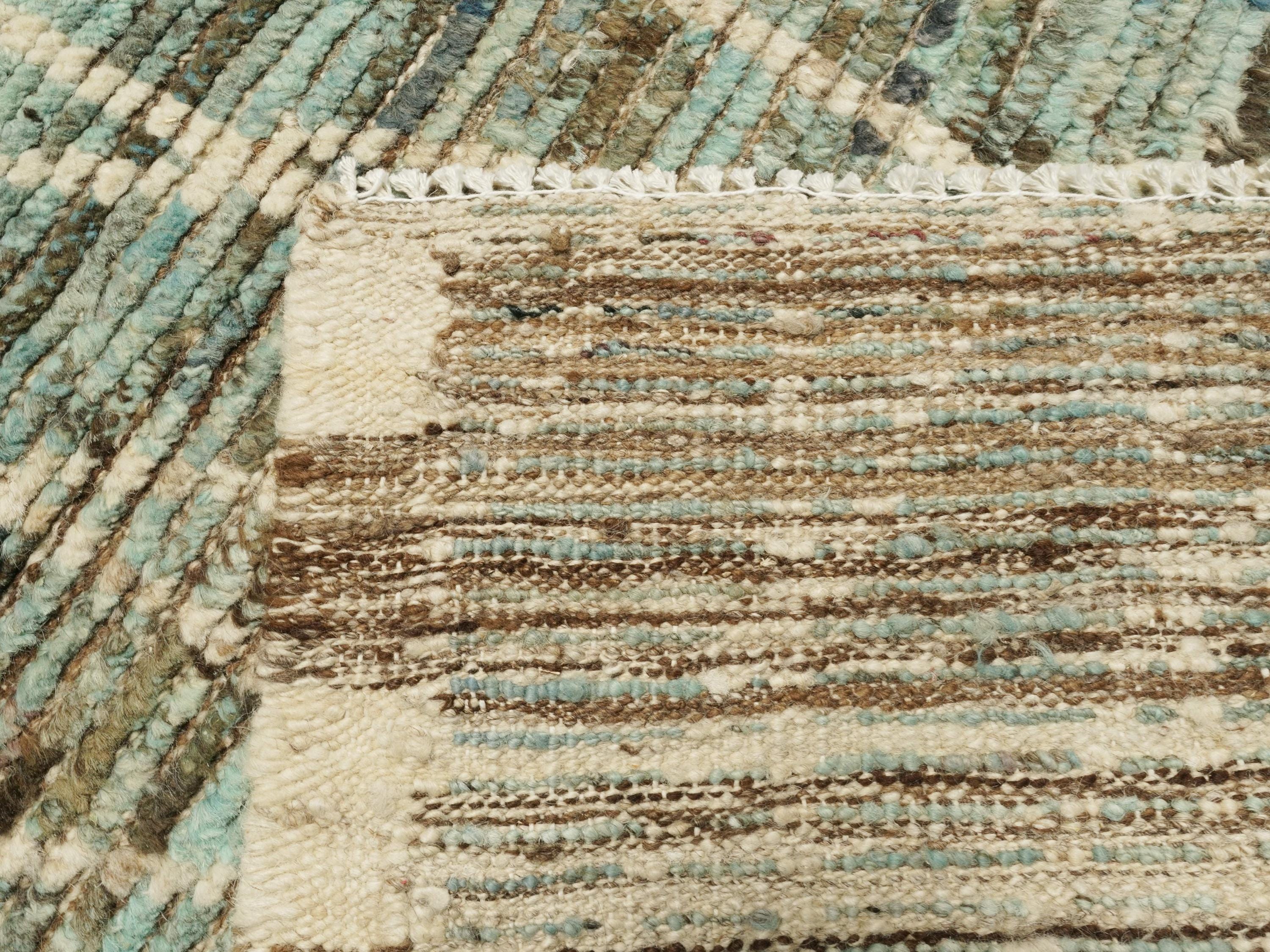 3x5 Ft Cyan Moroccan Rug - Hand Knotted Wool Rug