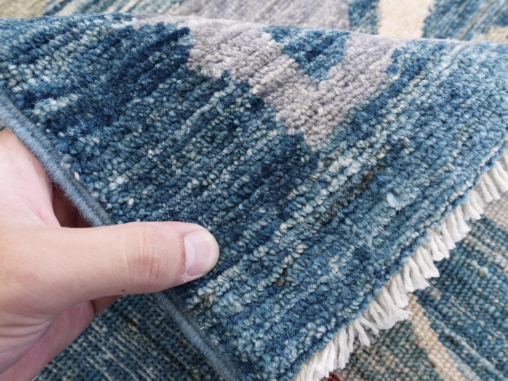 6x9 Ft Blue Fish Rug - Handmade Afghan Wool Rug