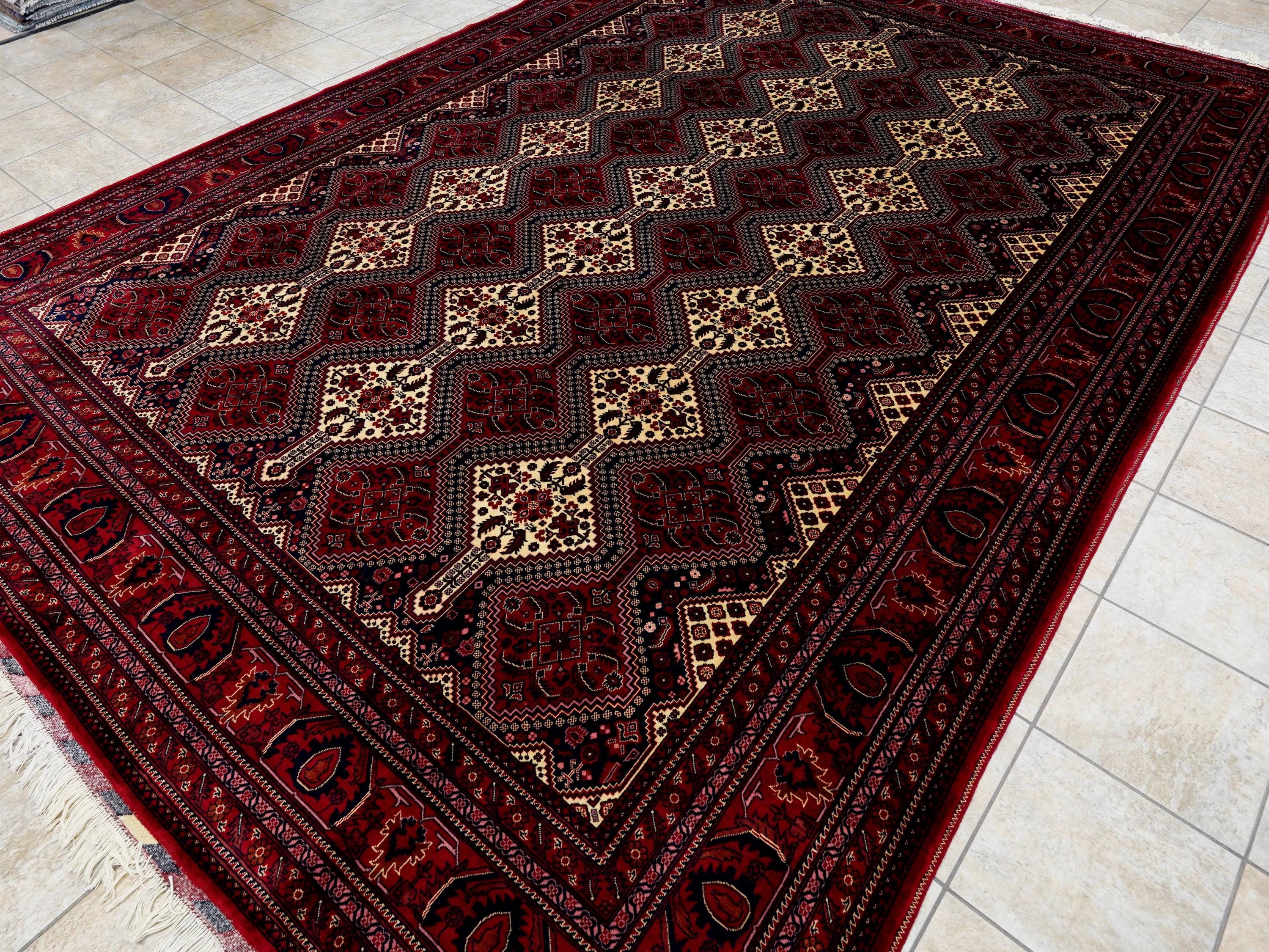 10x14 Ft Dark Red Bidjar Rug - Hand Knotted Oriental Rug