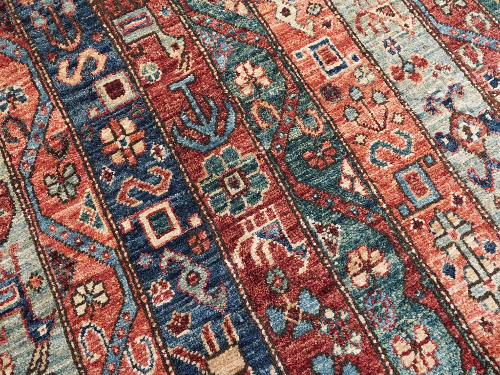 6x9 Ft Red & Blue Heriz Rug - Afghan Oriental Area Rug